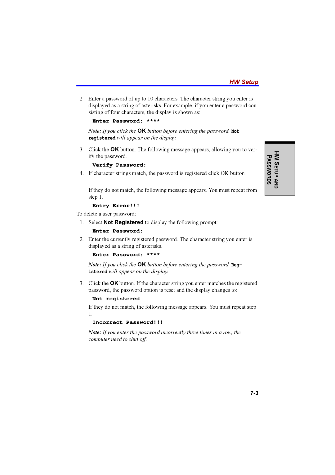 Cool-Lux A100 manual HW Setup, Verify Password 