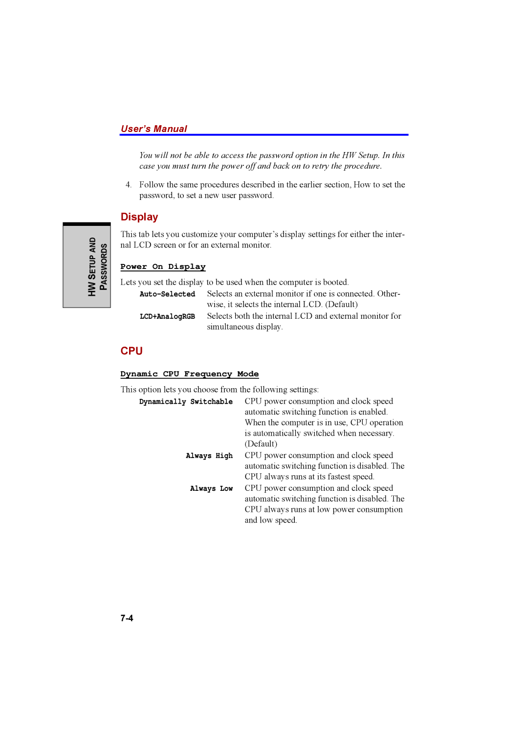 Cool-Lux A100 manual Cpu 