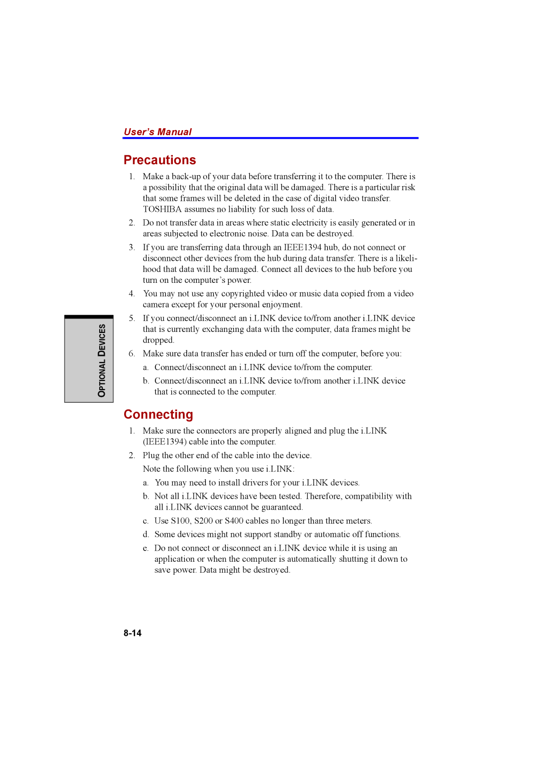 Cool-Lux A100 manual Precautions, Connecting 