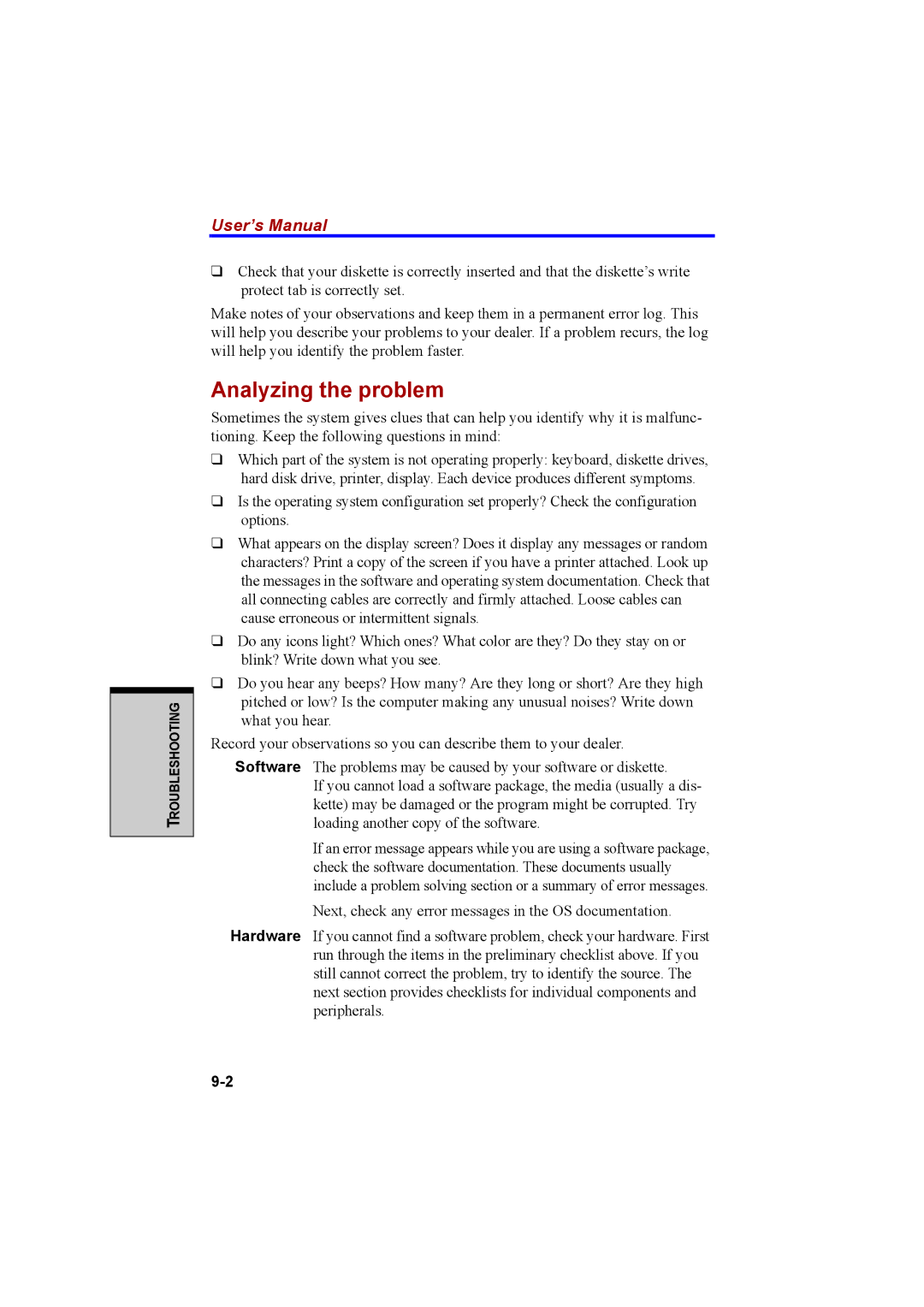 Cool-Lux A100 manual Analyzing the problem 