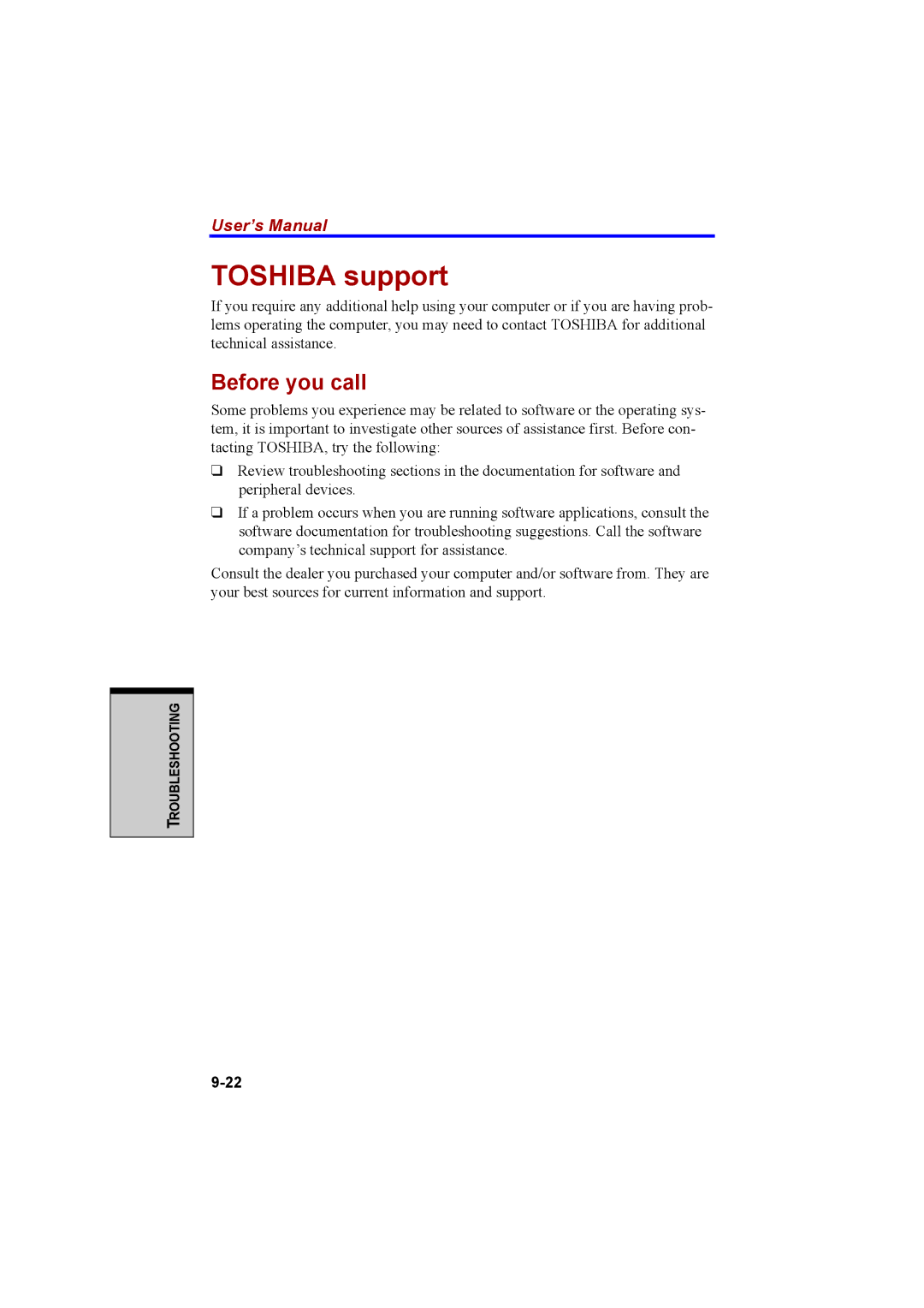 Cool-Lux A100 manual Toshiba support, Before you call 