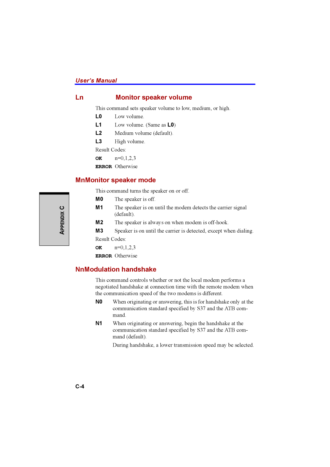 Cool-Lux A100 manual Monitor speaker volume, MnMonitor speaker mode, NnModulation handshake 