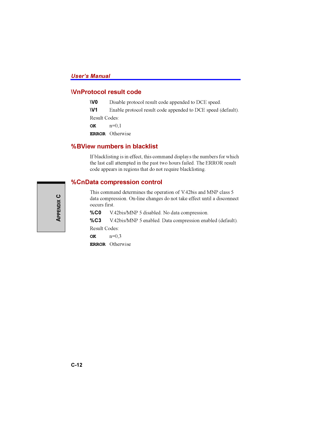 Cool-Lux A100 manual VnProtocol result code, BView numbers in blacklist, CnData compression control 