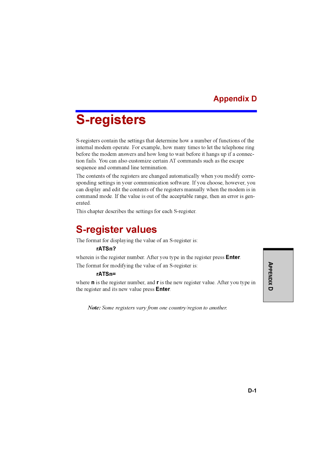 Cool-Lux A100 manual Registers, Register values, Appendix D, RATSn?, RATSn= 