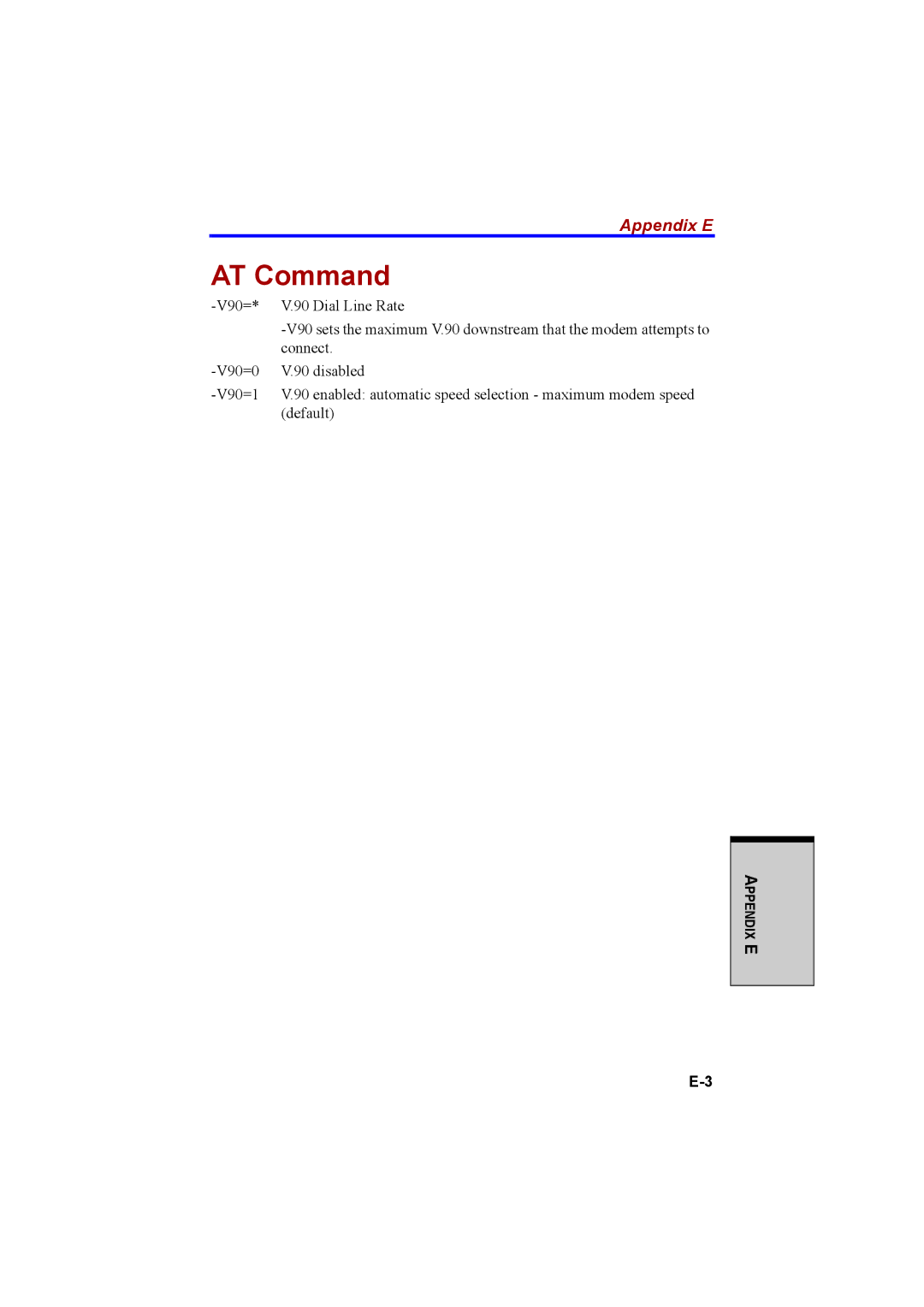 Cool-Lux A100 manual AT Command, Appendix E 