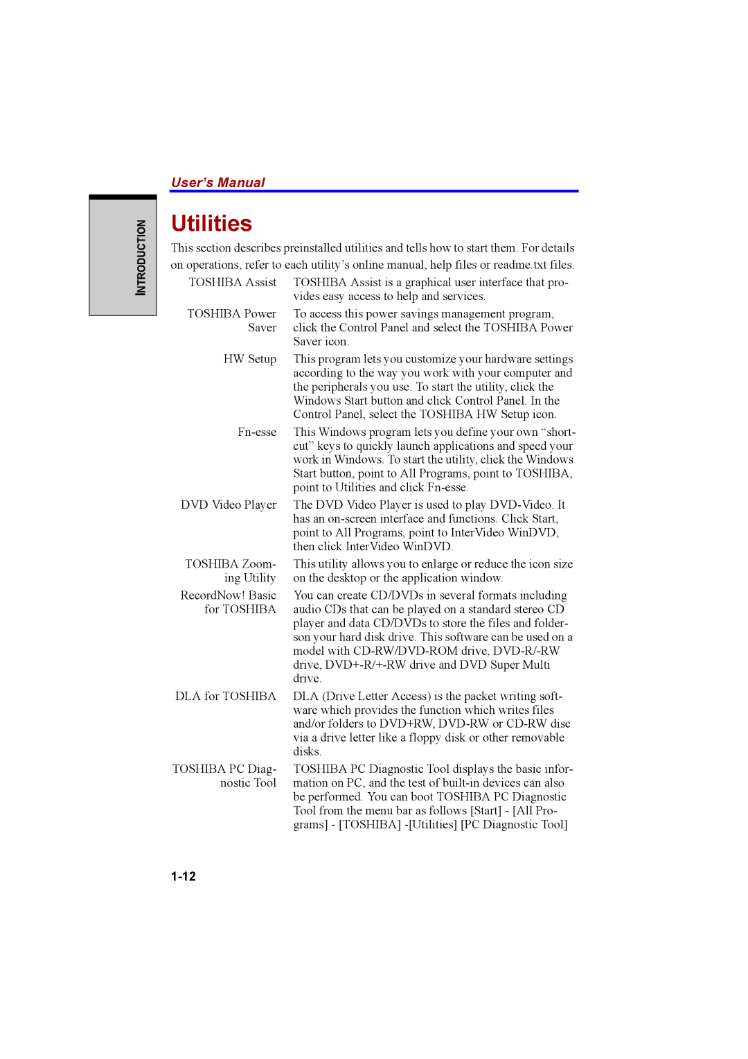 Cool-Lux A100 manual Utilities 