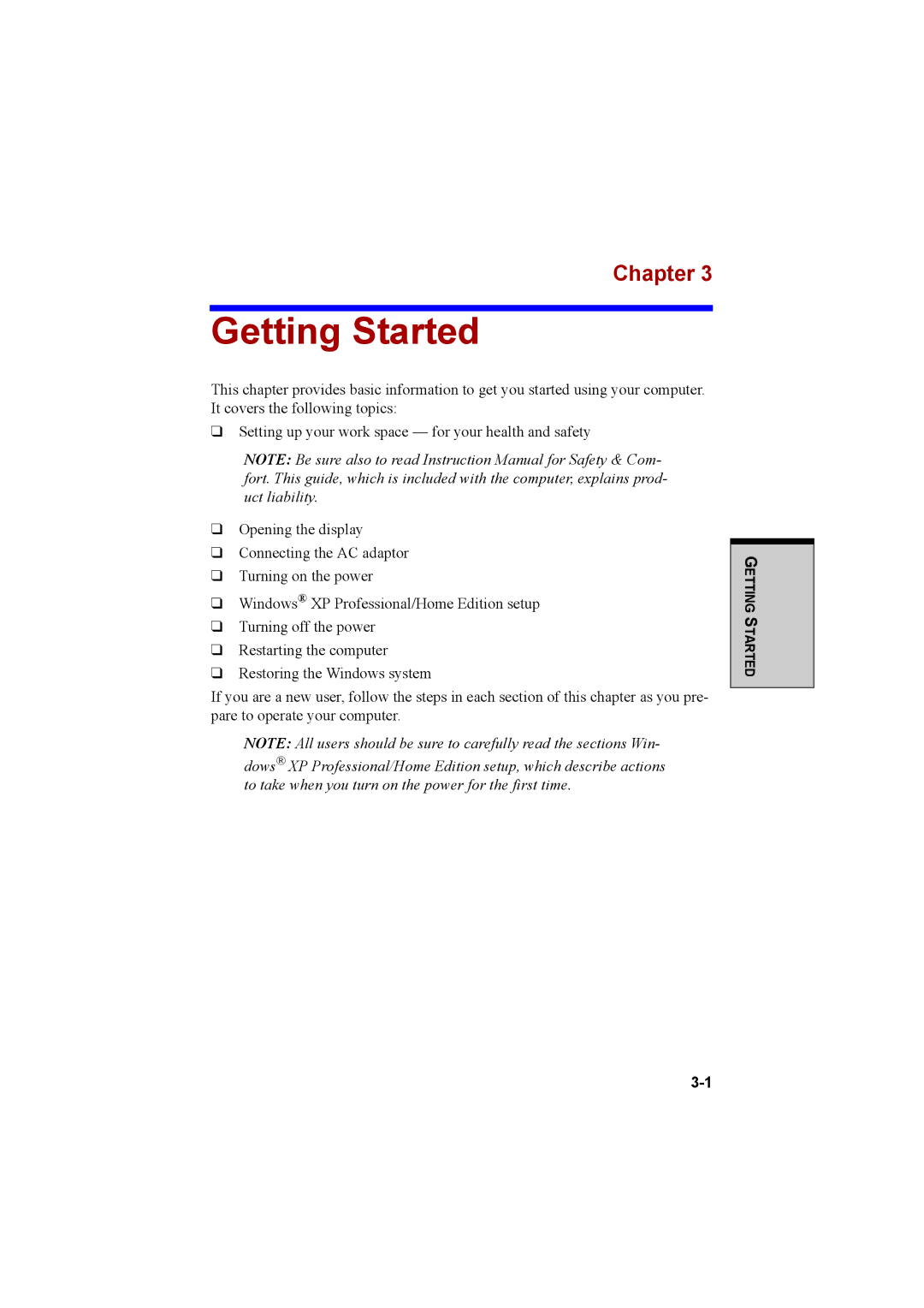 Cool-Lux A100 manual Getting Started, Chapter 