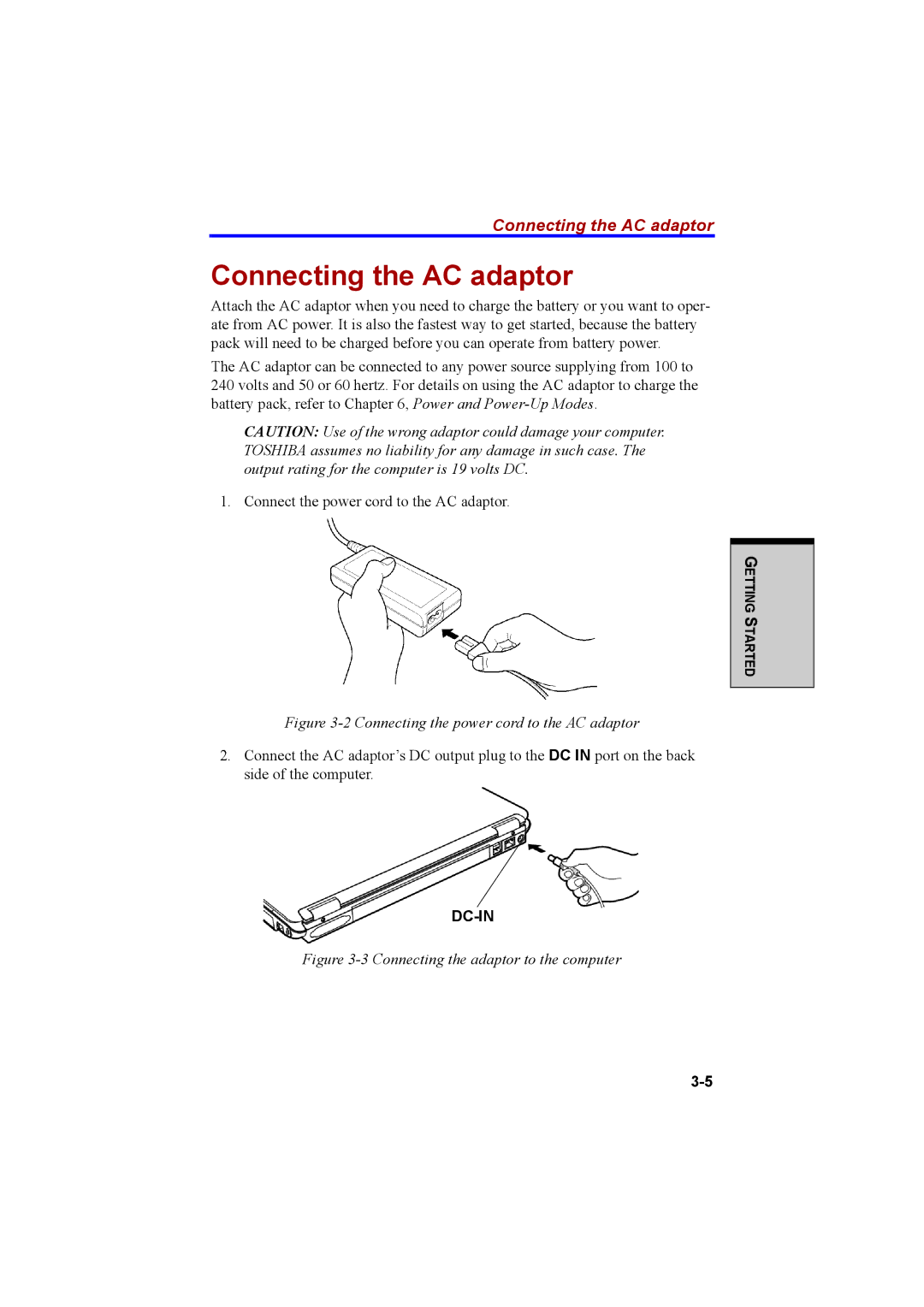 Cool-Lux A100 manual Connecting the AC adaptor 