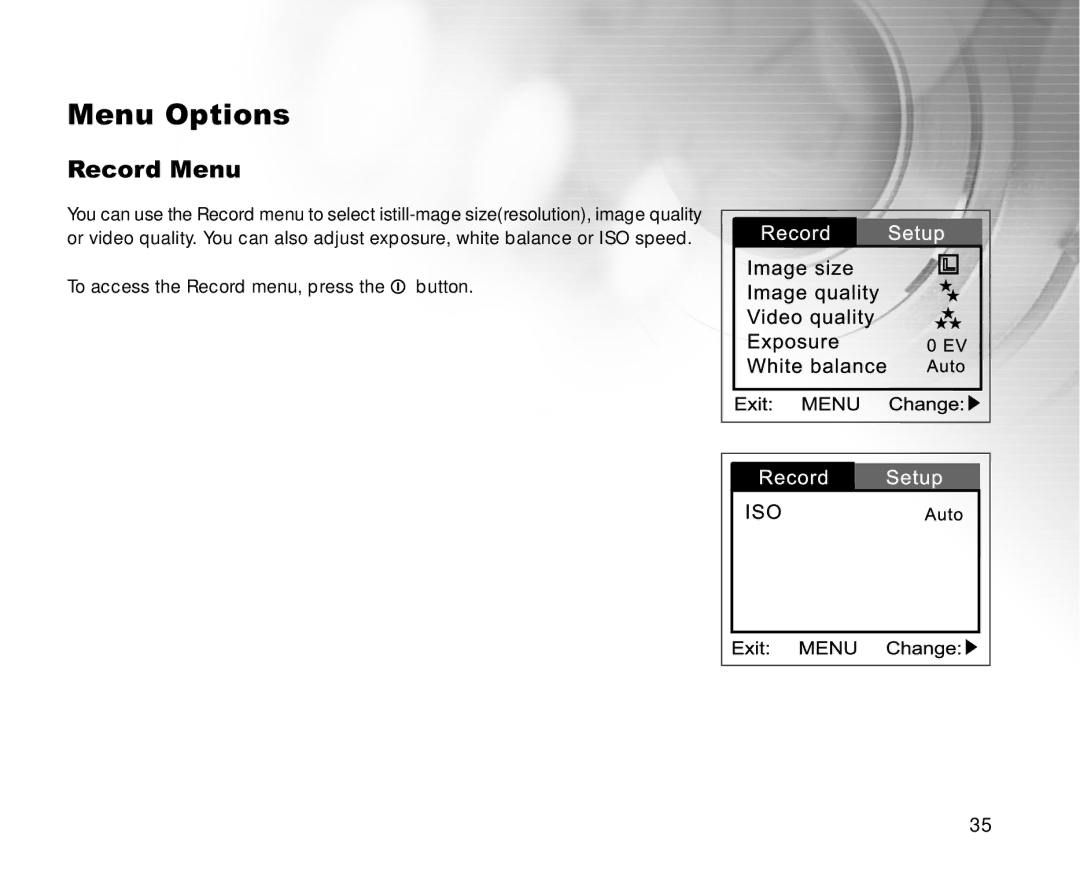 Cool-Lux DVR-200 manual Menu Options, Record Menu 