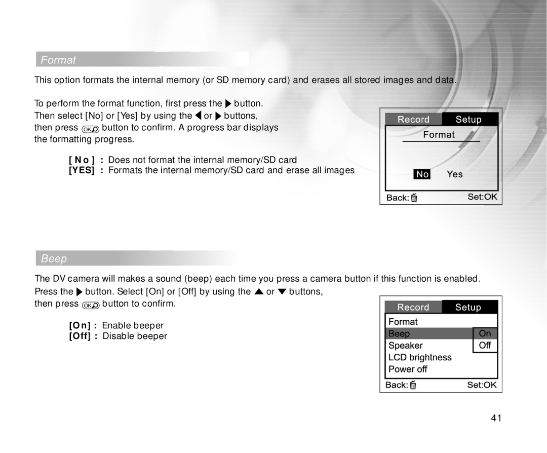 Cool-Lux DVR-200 manual Format, Beep 