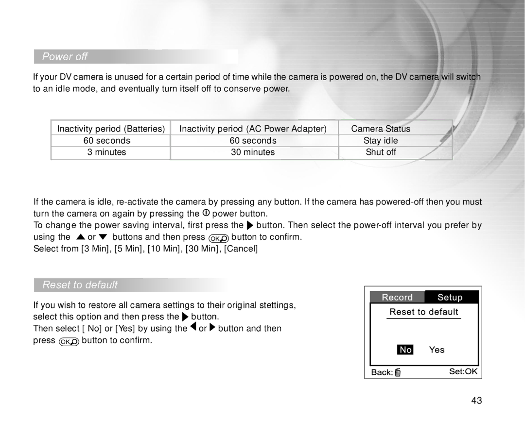 Cool-Lux DVR-200 manual Power off, Reset to default 