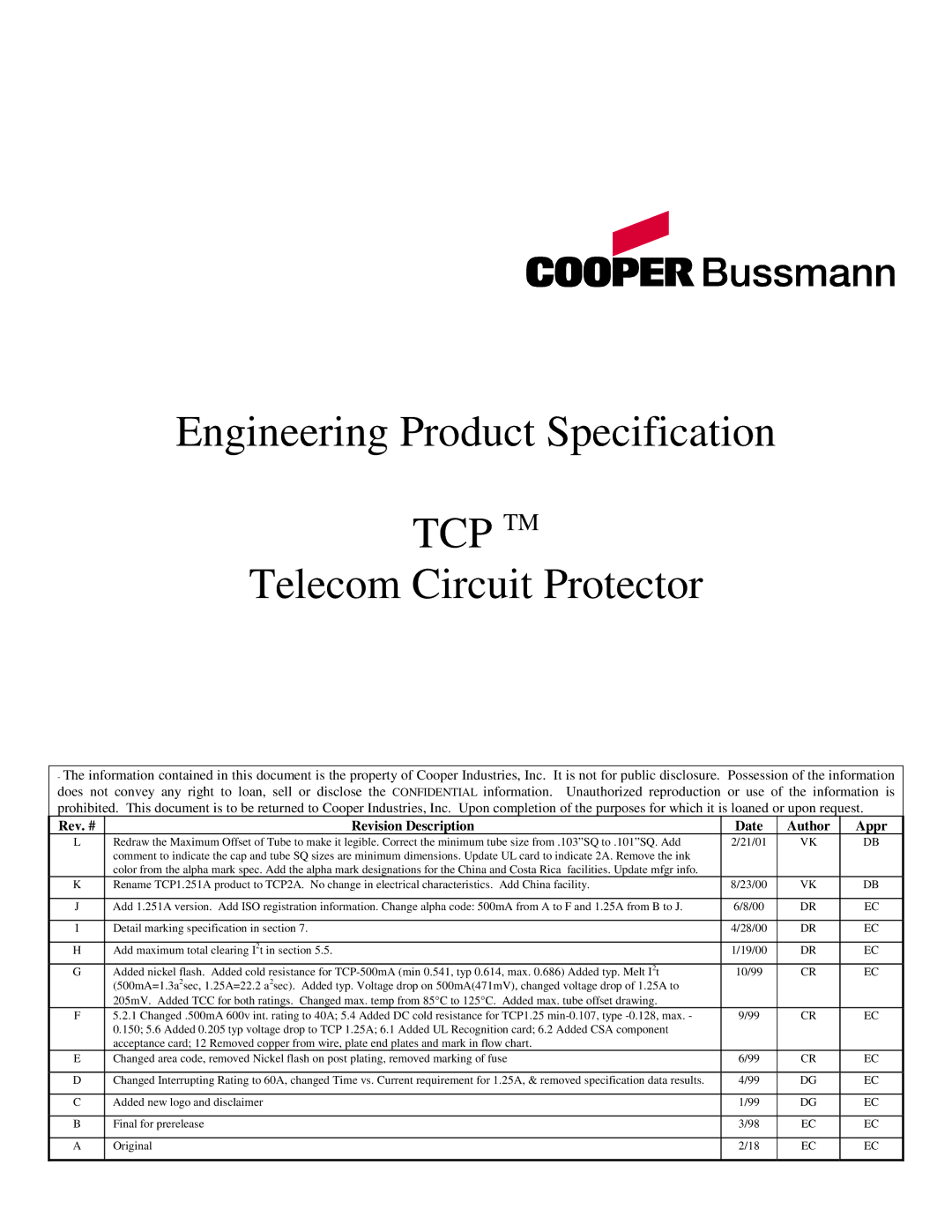 Cooper Bussmann 6125TD dimensions Tcp Tm 