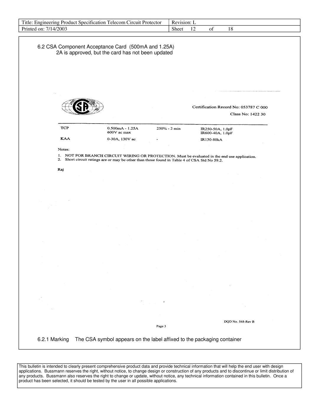 Cooper Bussmann 6125TD dimensions 