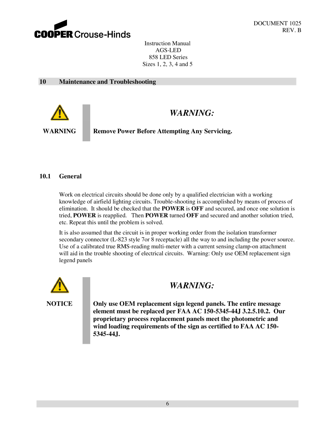 Cooper Bussmann 858 instruction manual Proprietary process replacement panels meet the photommetric, 5345-44J 