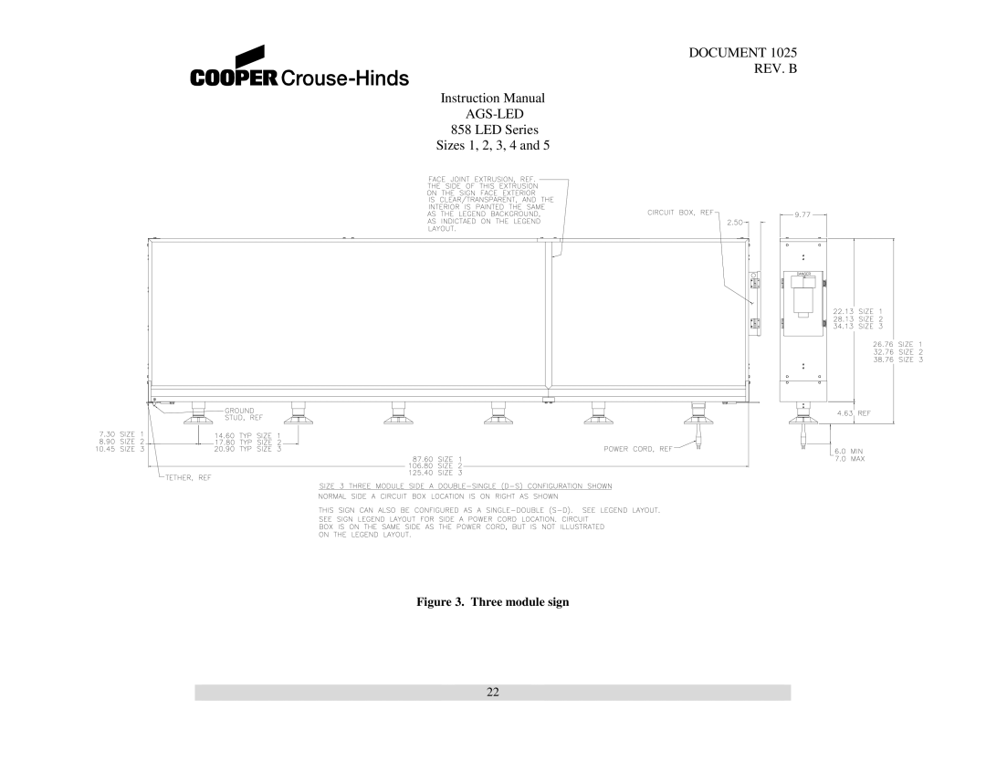 Cooper Bussmann 858 instruction manual Three module sign 