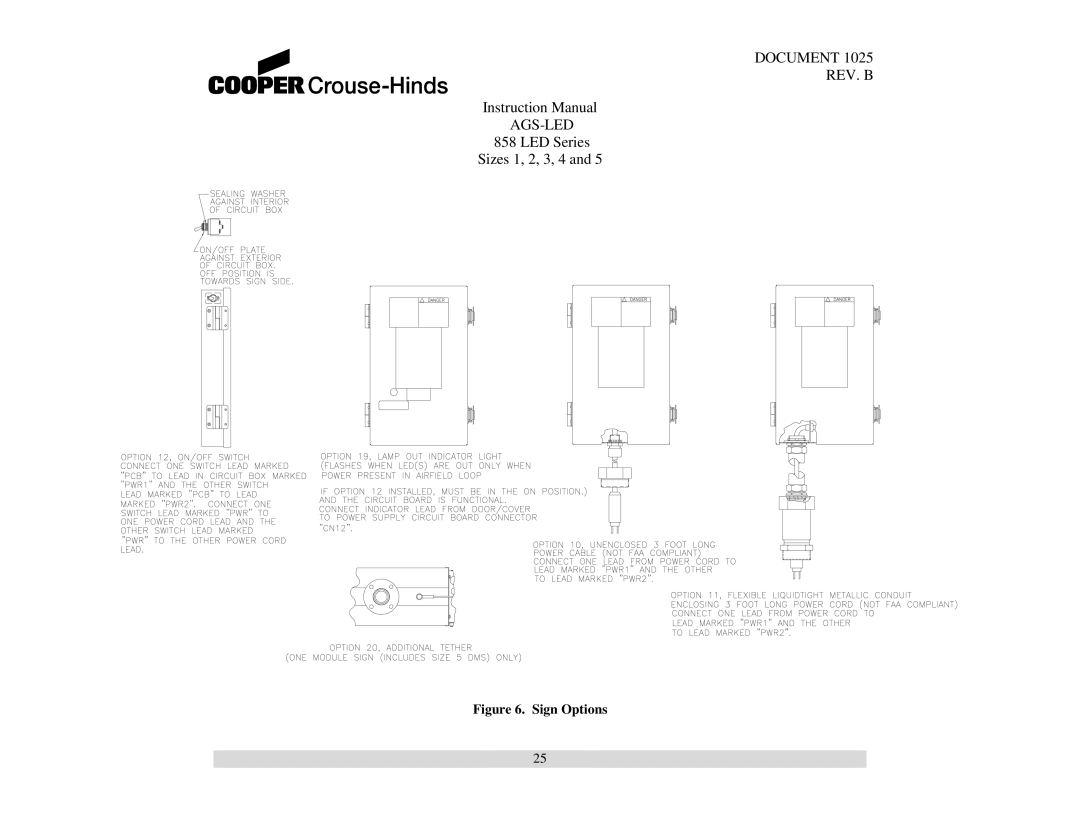 Cooper Bussmann 858 instruction manual Sign Options 