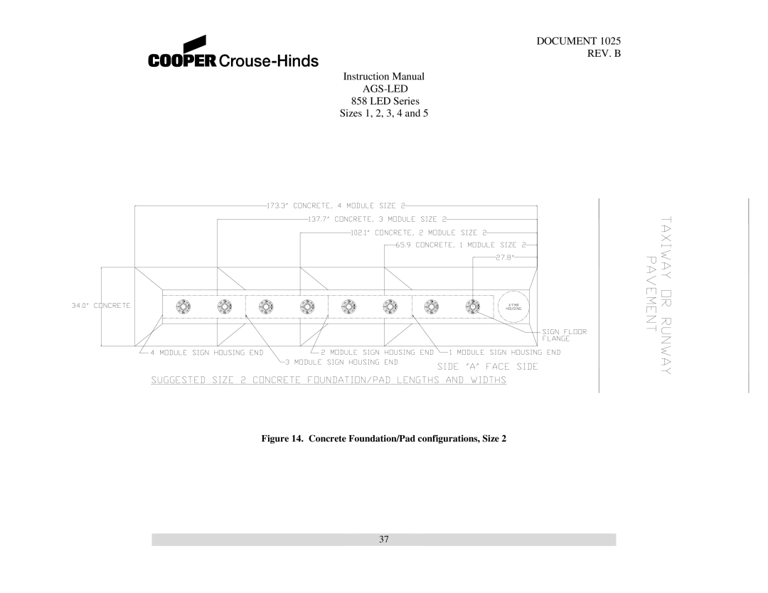 Cooper Bussmann 858 instruction manual Concrete Foundation/Pad configurations, Size 