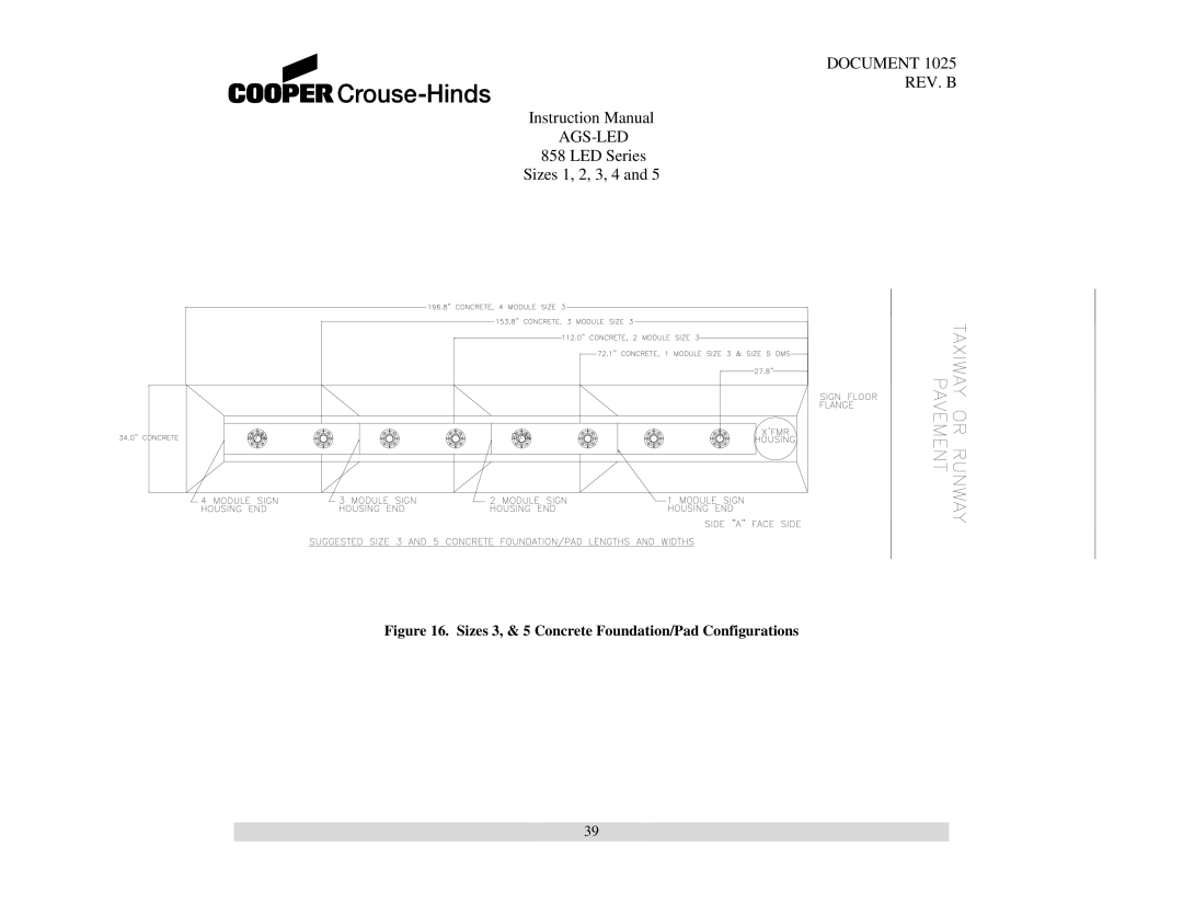 Cooper Bussmann 858 instruction manual Sizes 3, & 5 Concrete Foundation/Pad Configurations 