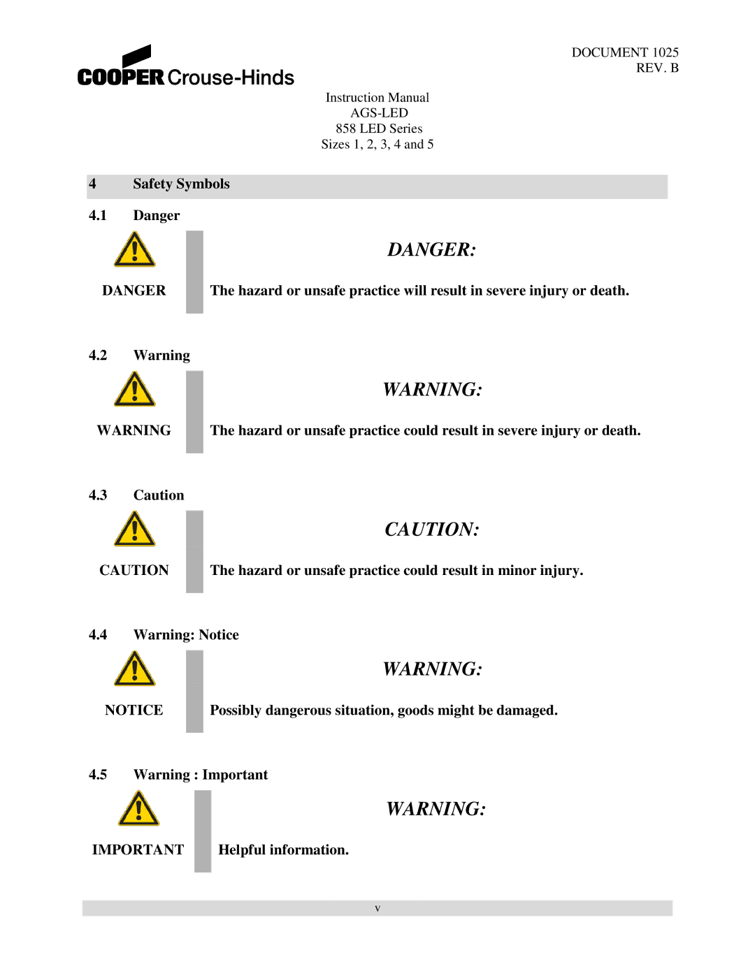 Cooper Bussmann 858 instruction manual Document REV. B AGS-LED 