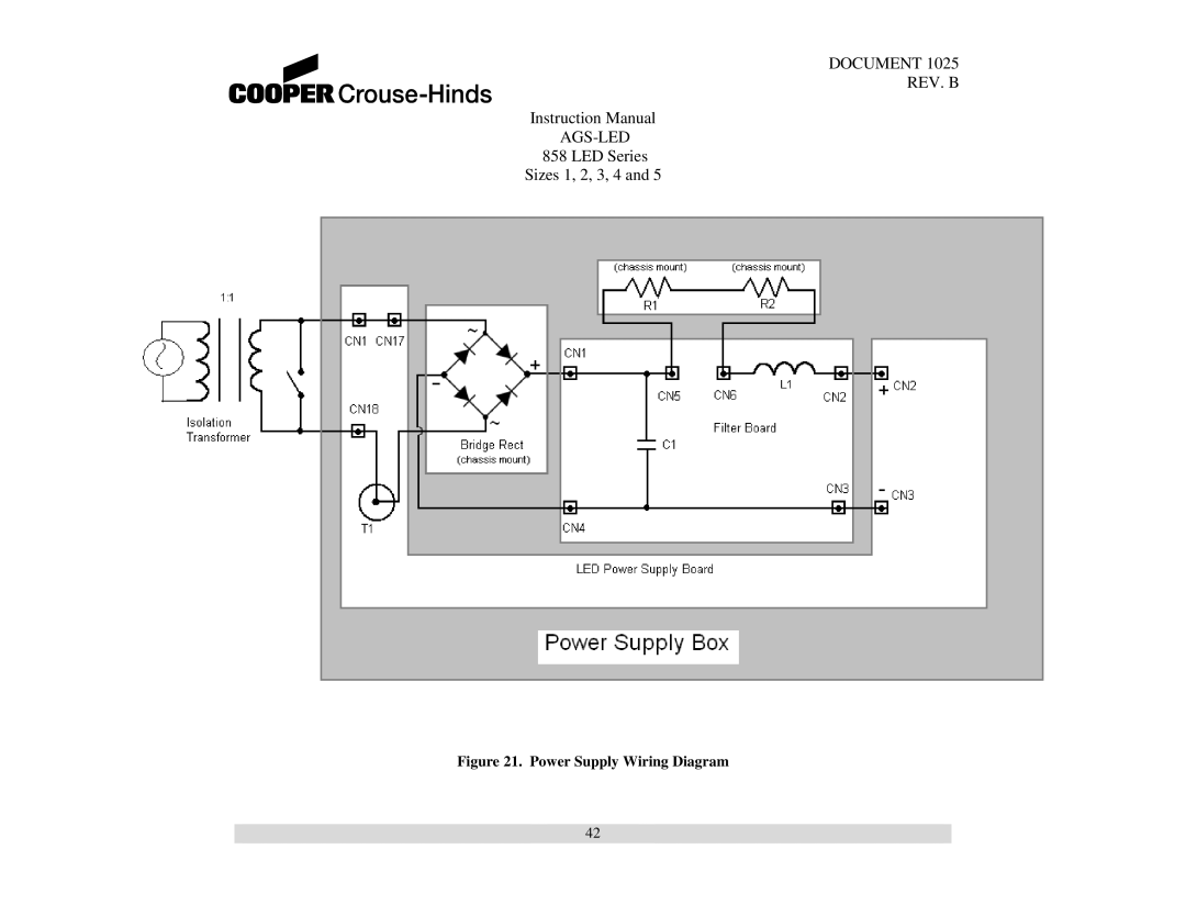 Cooper Bussmann 858 instruction manual Power Supply Wiring Diagram 