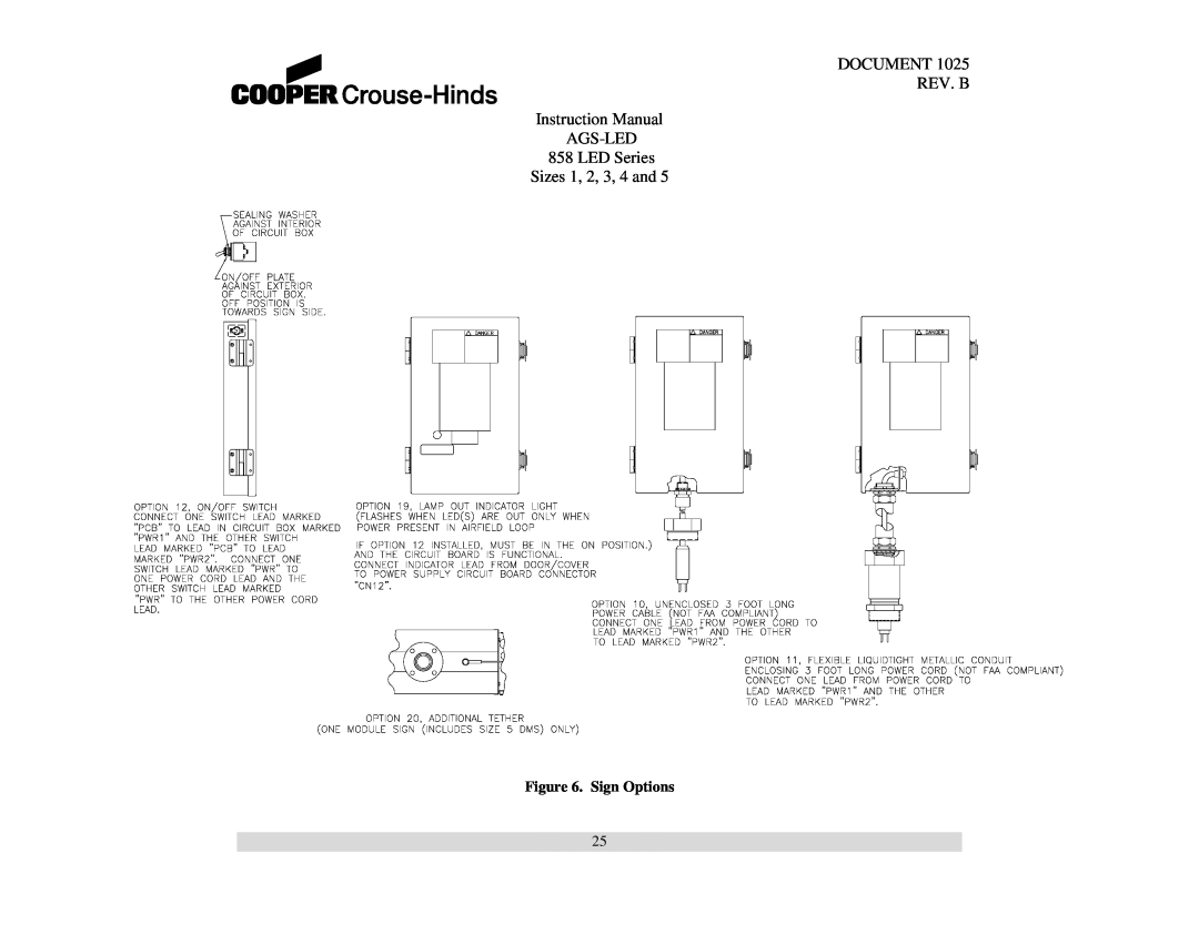 Cooper Bussmann 858 DOCUMENT REV. B Instruction Manual AGS-LED, LED Series Sizes 1, 2, 3, 4 and, Sign Options 