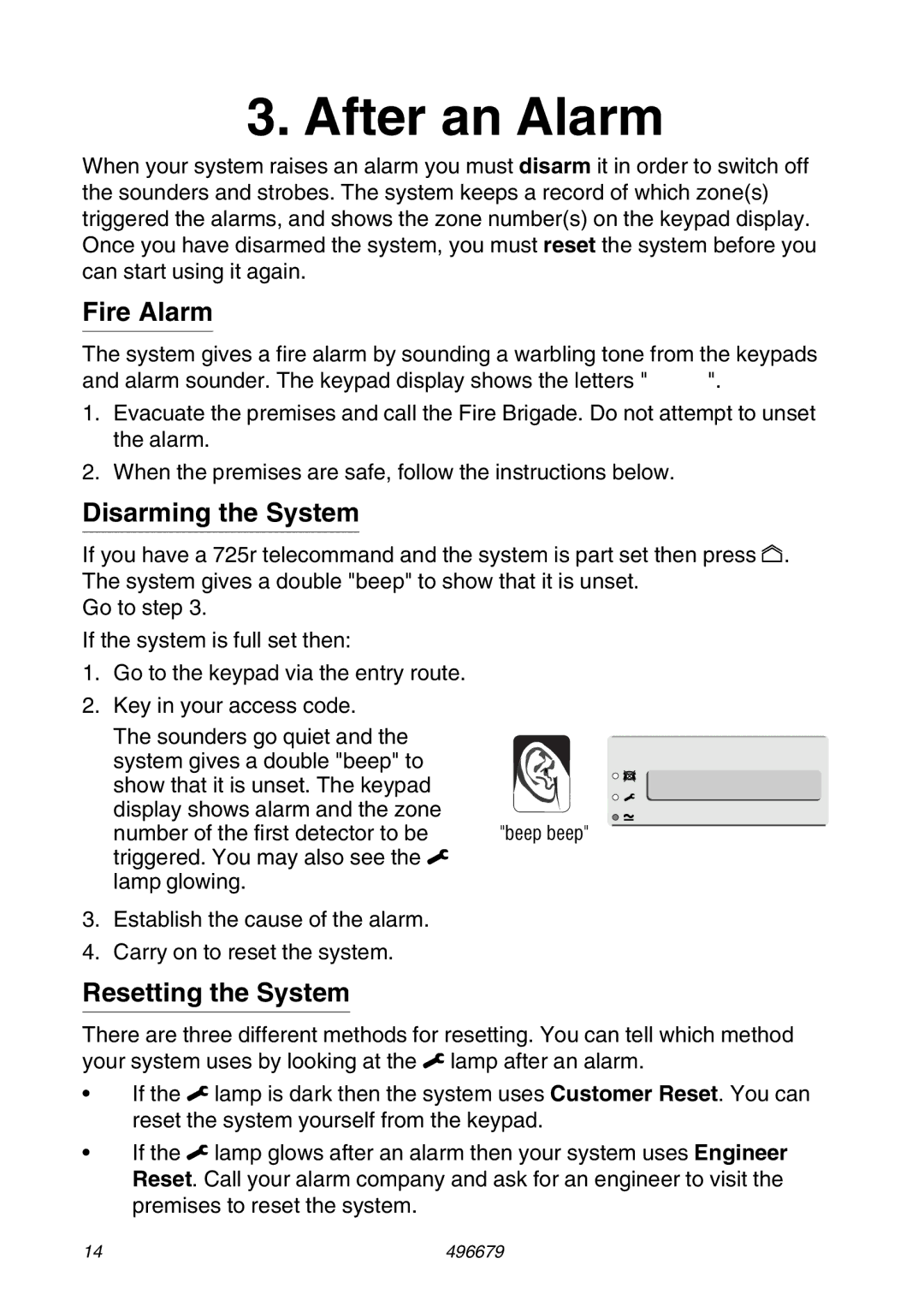 Cooper Bussmann 9752 manual Reset the system yourself from the keypad 