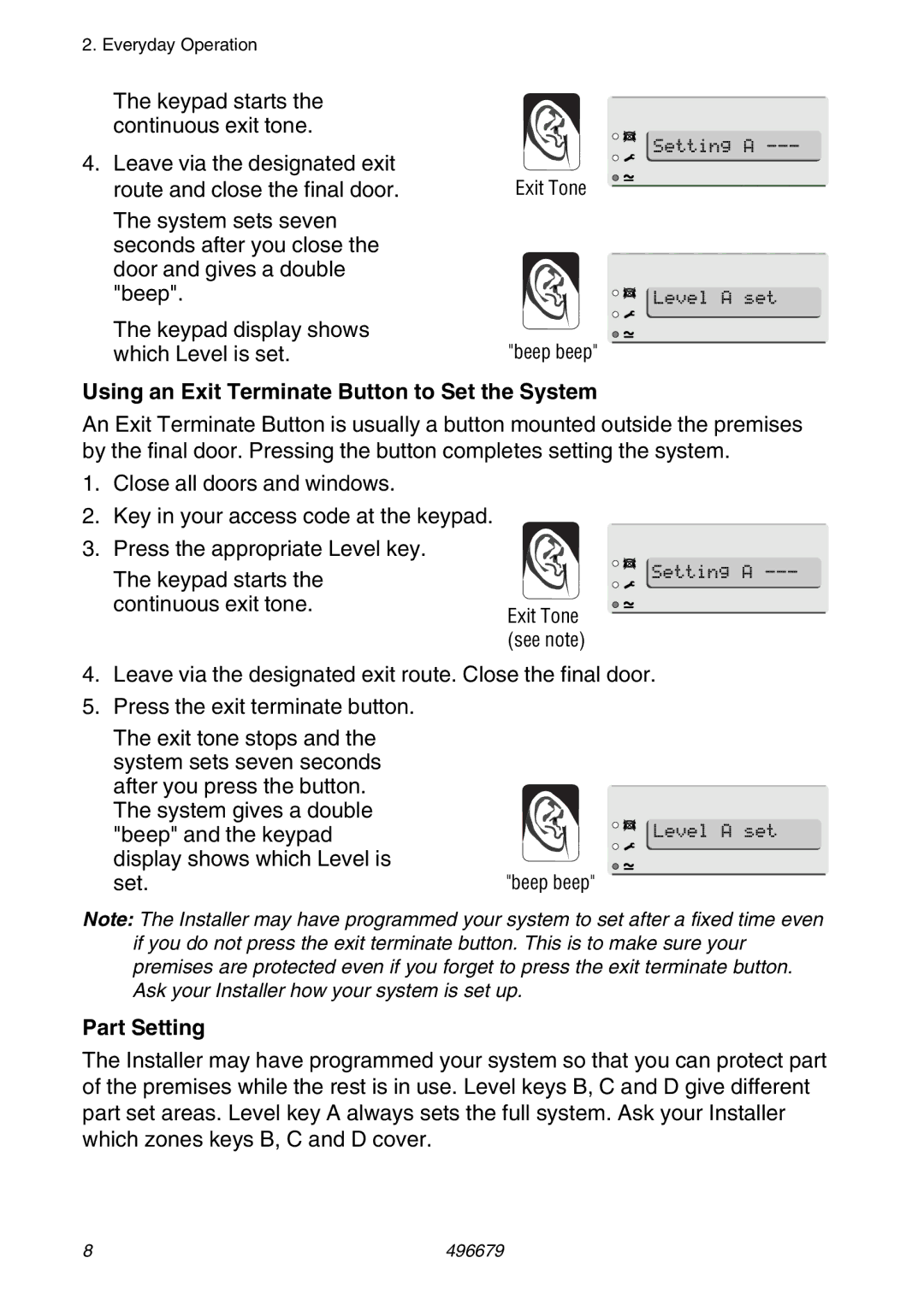 Cooper Bussmann 9752 manual Using an Exit Terminate Button to Set the System, Part Setting 