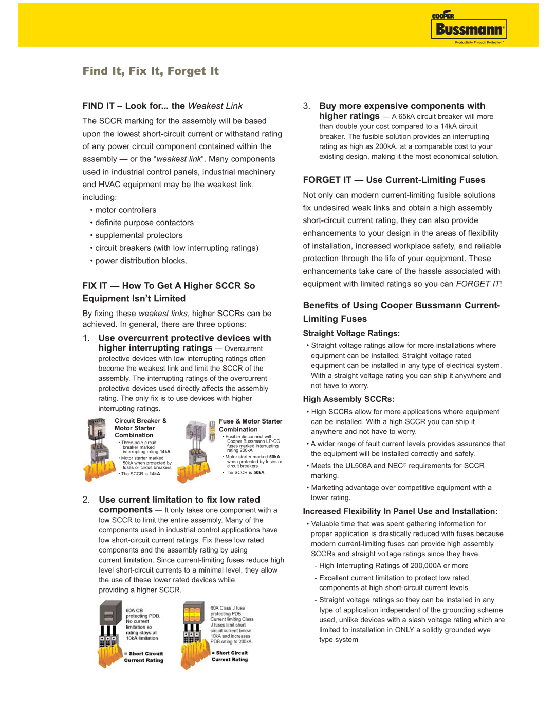 Cooper Bussmann Electronics Short-Circuit Current Rating Find It, Fix It, Forget It, Find IT Look for... the Weakest Link 