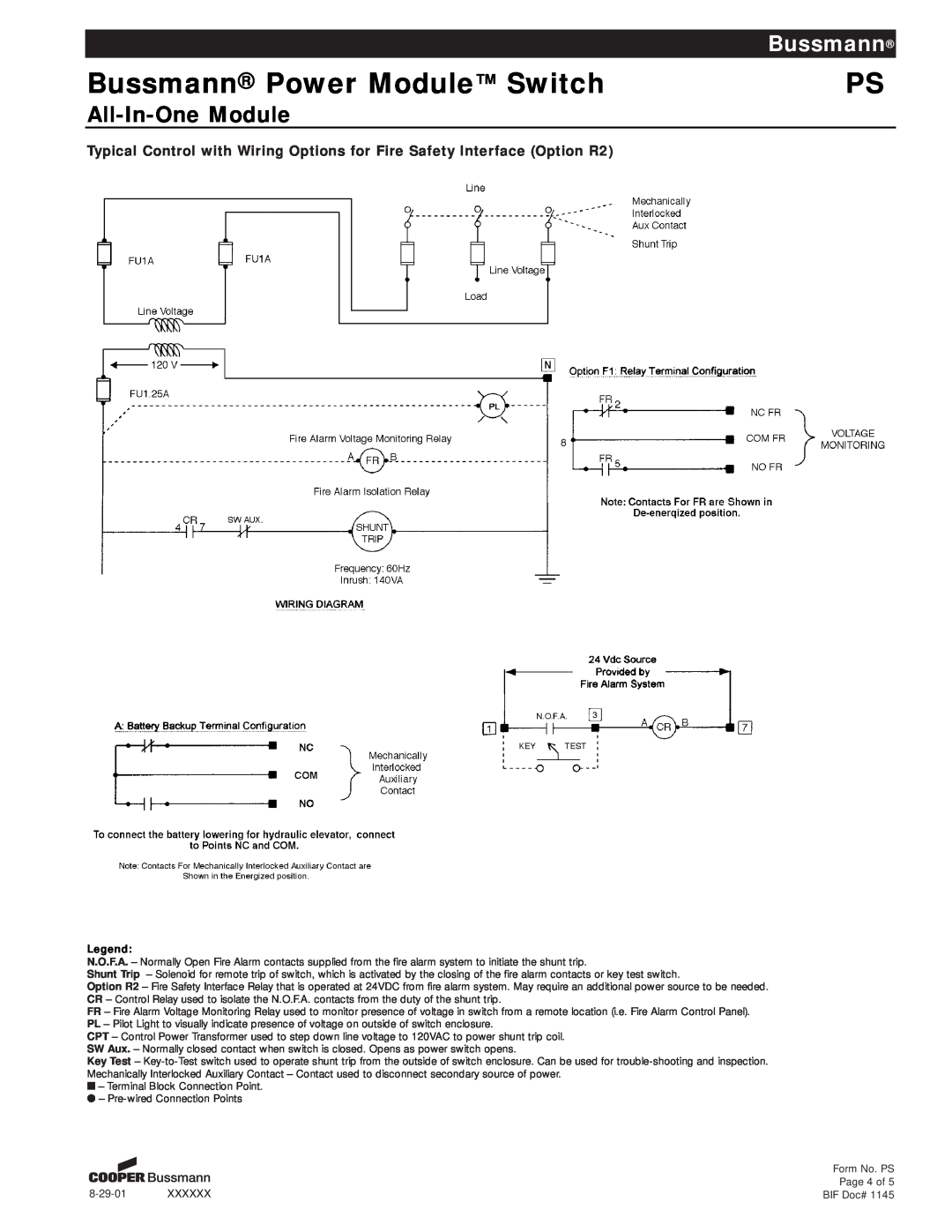 Cooper Bussmann PS manual Bussmann Power Module Switch, All-In-OneModule, 8-29-01XXXXXX 