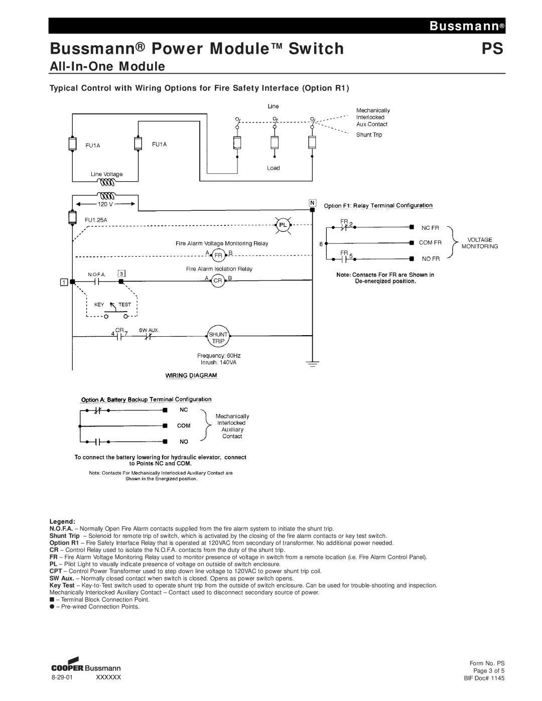 Cooper Bussmann PS manual Bussmann Power Module Switch 
