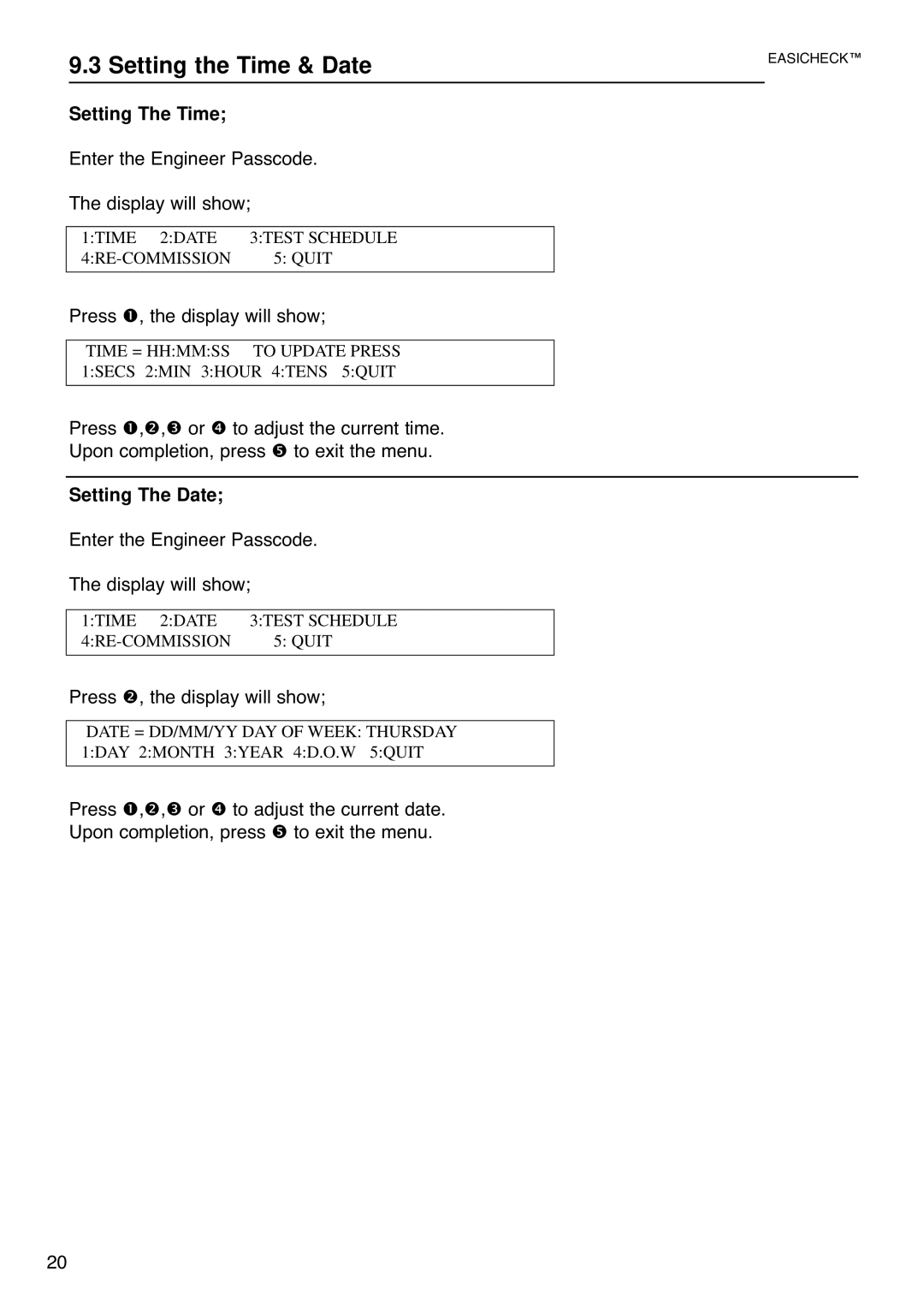 Cooper Lighting 1001 installation instructions Setting the Time & Date, Setting The Time, Setting The Date 