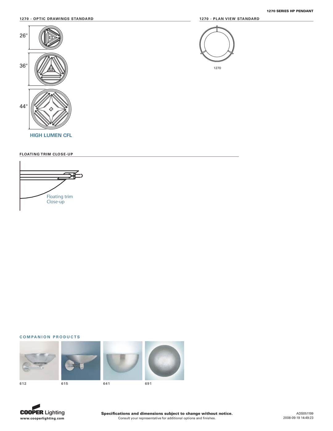 Cooper Lighting 1270 Series specifications High Lumen CFL, Close-up 