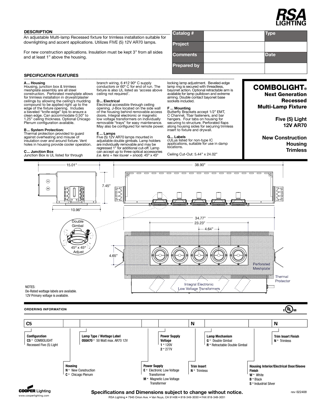 Cooper Lighting 12V AR70 specifications Housing, System Protection, Junction Box, Electrical, Lamps, Mounting, Labels 