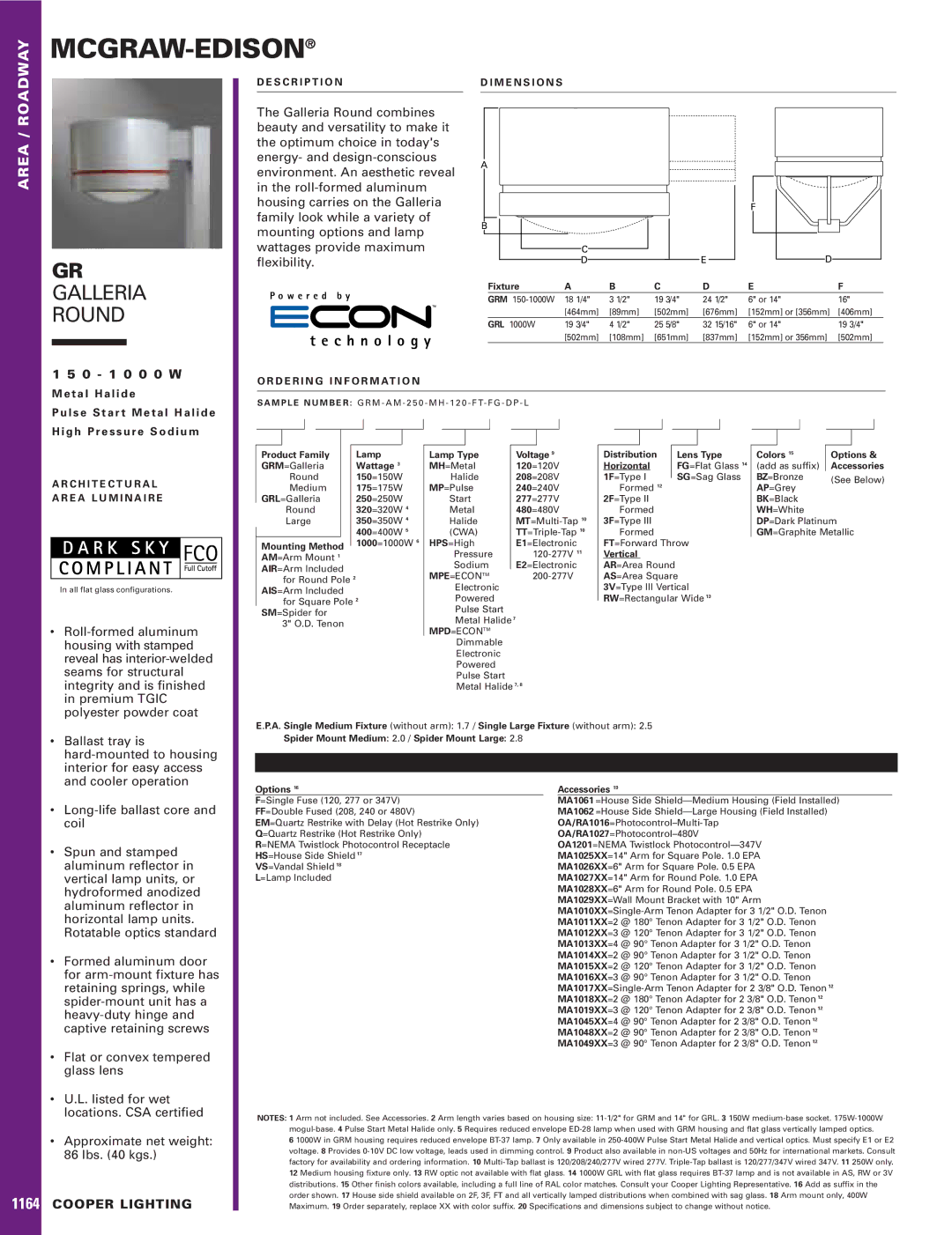 Cooper Lighting 150-1000W dimensions Fixture, Product Family Lamp, Wattage, Mounting Method, Lamp Type Voltage, Vertical 