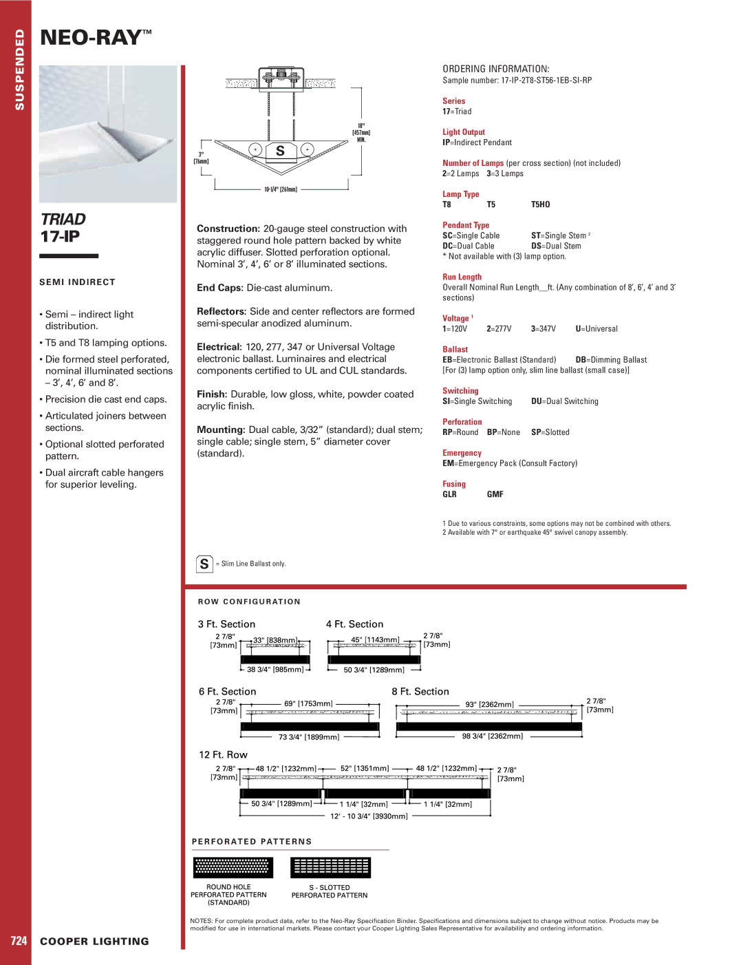 Cooper Lighting specifications Neo-Ray, Triad 17-IP, Ordering Information, Cooper Lighting 