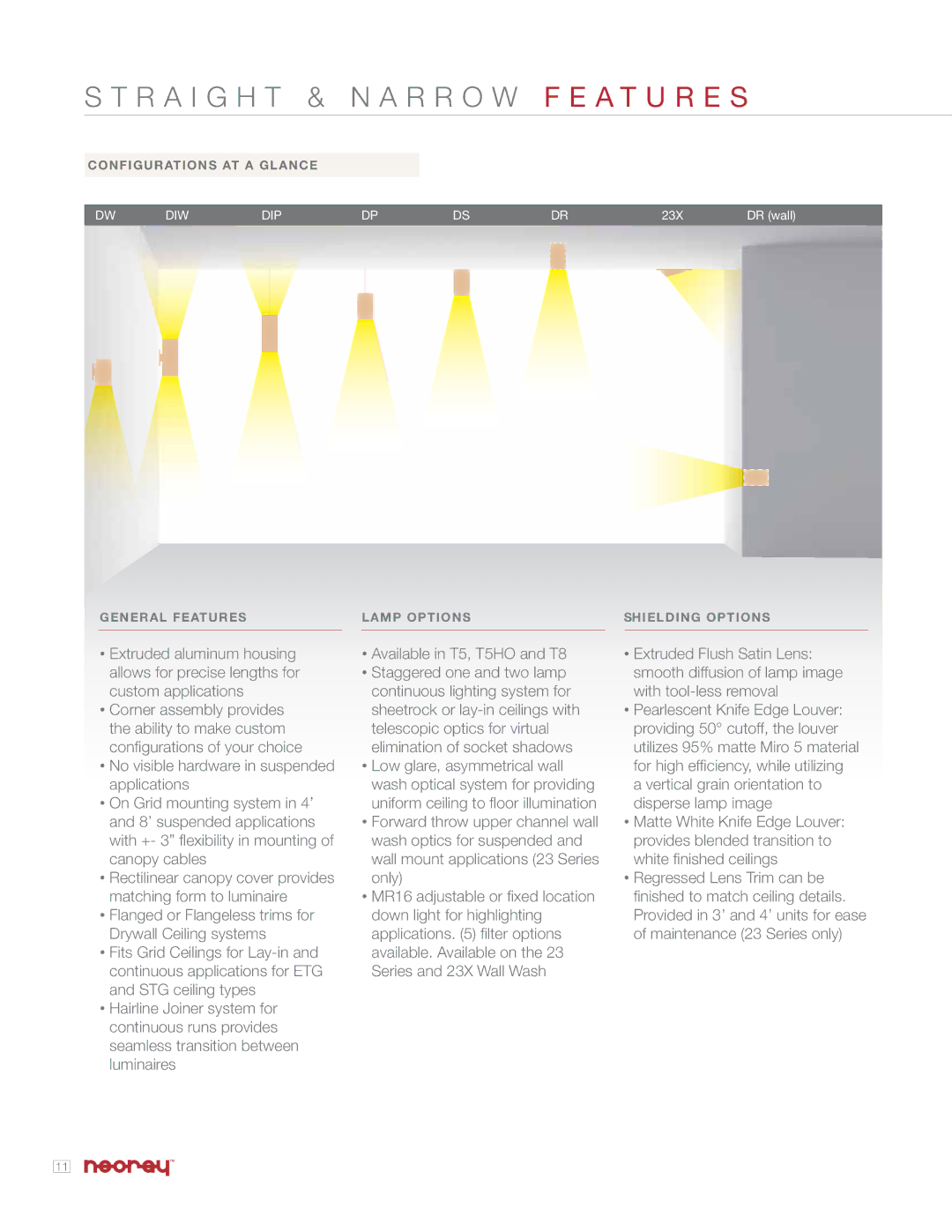 Cooper Lighting 23X manual R a I G H T & N a R R O W F E a T U R E S 