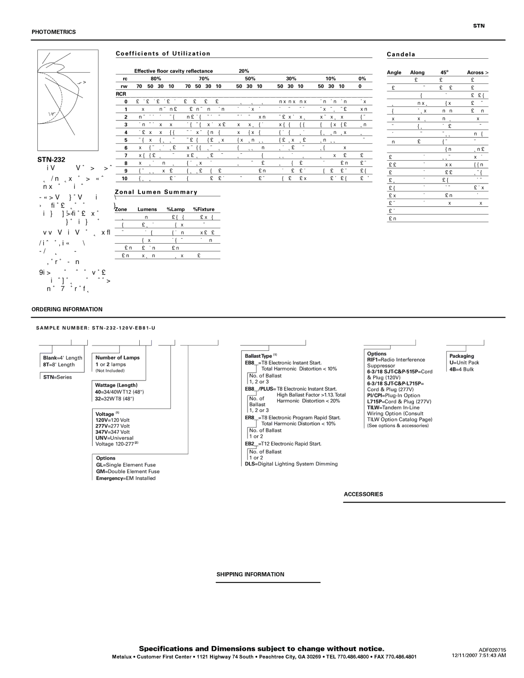 Cooper Lighting 132, 240, 232, 140 specifications Photometrics, Ordering Information, Shipping Information, Accessories 