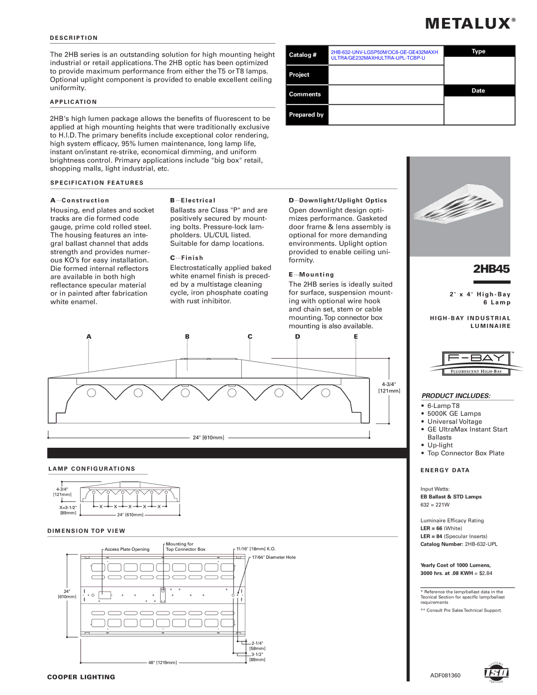 Cooper Lighting 2HB45 manual S C R I P T I O N, P L I C At I O N, E C I F I C At I O N F E At U R E S, M I N a I R E 