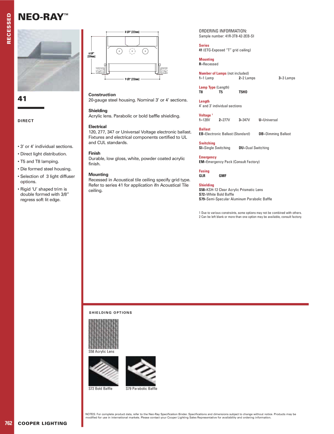 Cooper Lighting 41 specifications Neo-Ray 