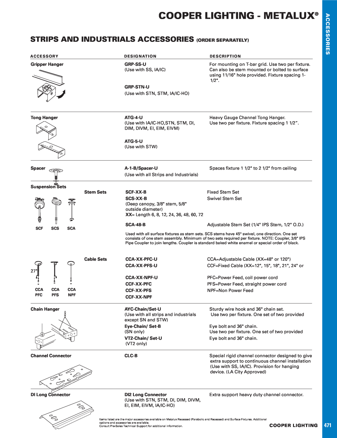 Cooper Lighting 471 manual Cooper Lighting - Metalux, Accessories 