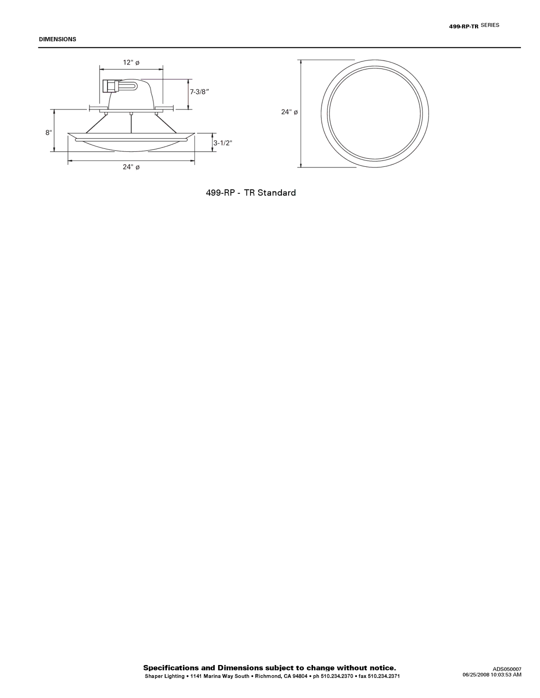 Cooper Lighting 499-RP-TR SERIES specifications Companion Products 