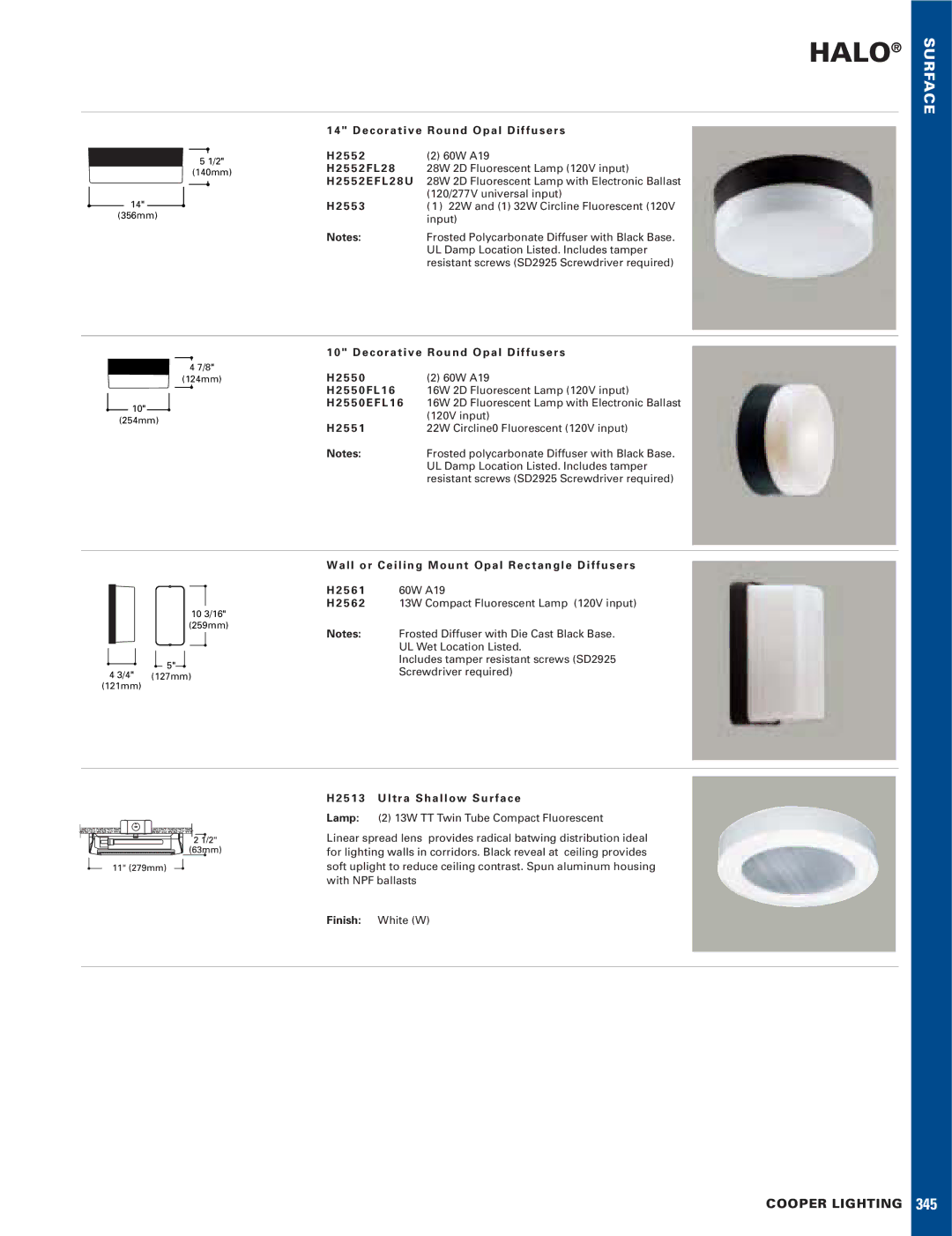 Cooper Lighting 500 manual Halo, Surface 