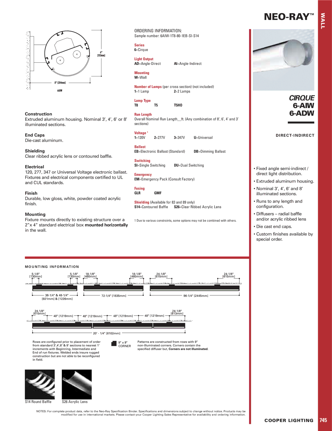 Cooper Lighting 6-ADW specifications Neo-Ray, Adw 