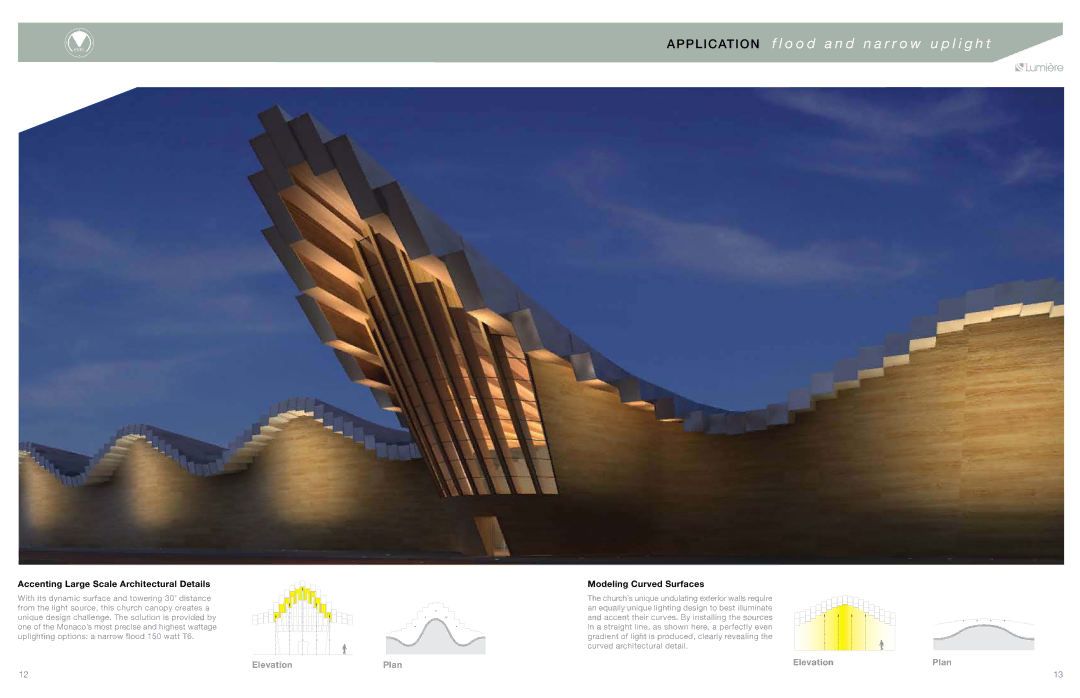 Cooper Lighting 6000 Application f l o o d a n d n a r r o w u p l i g h t, Accenting Large Scale Architectural Details 