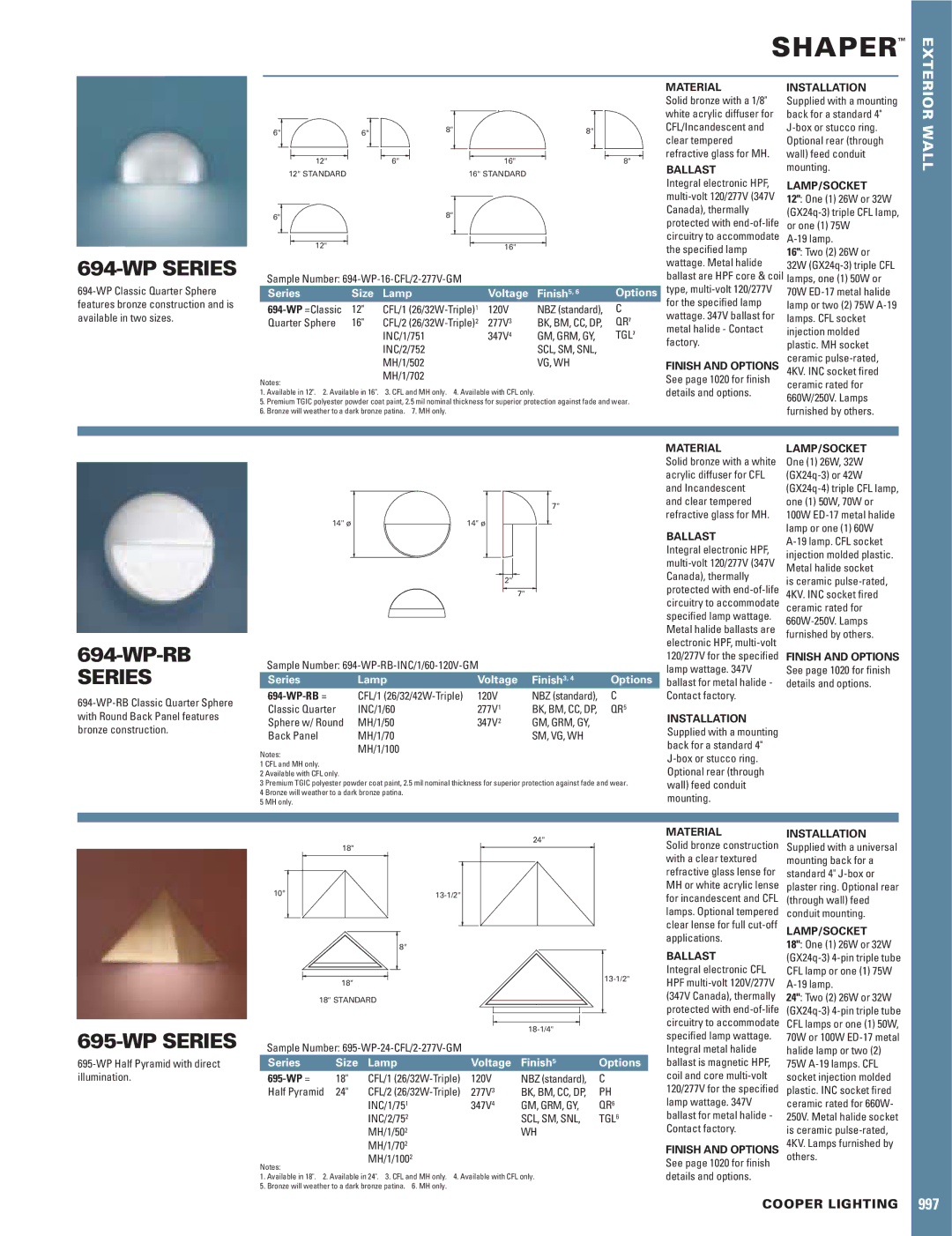 Cooper Lighting 649-WP manual WP Series, WP-RB Series 