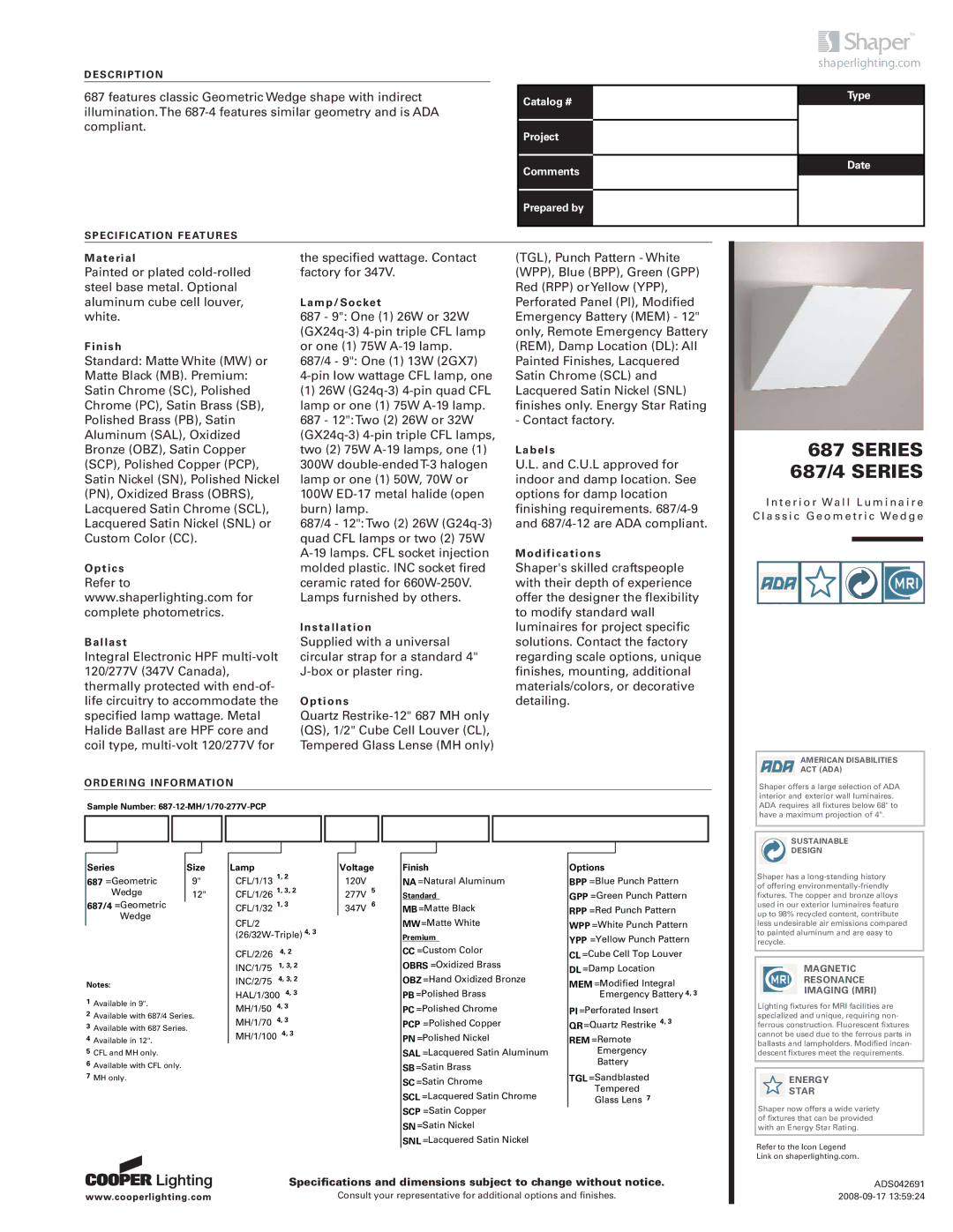 Cooper Lighting 687/4 specifications Magnetic Resonance Imaging MRI, Energy Star 
