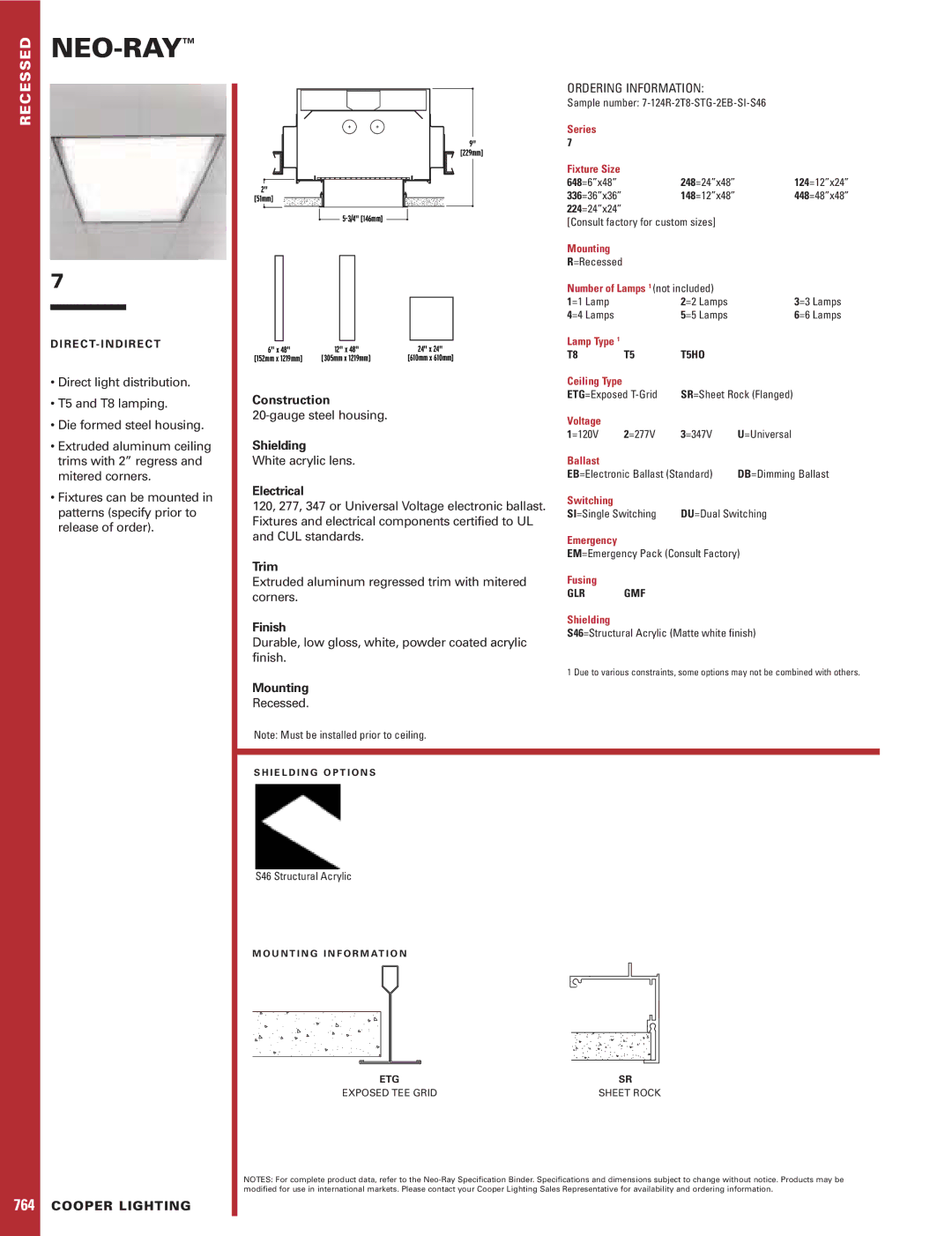 Cooper Lighting 7 specifications Neo-Ray, Cooper Lighting 