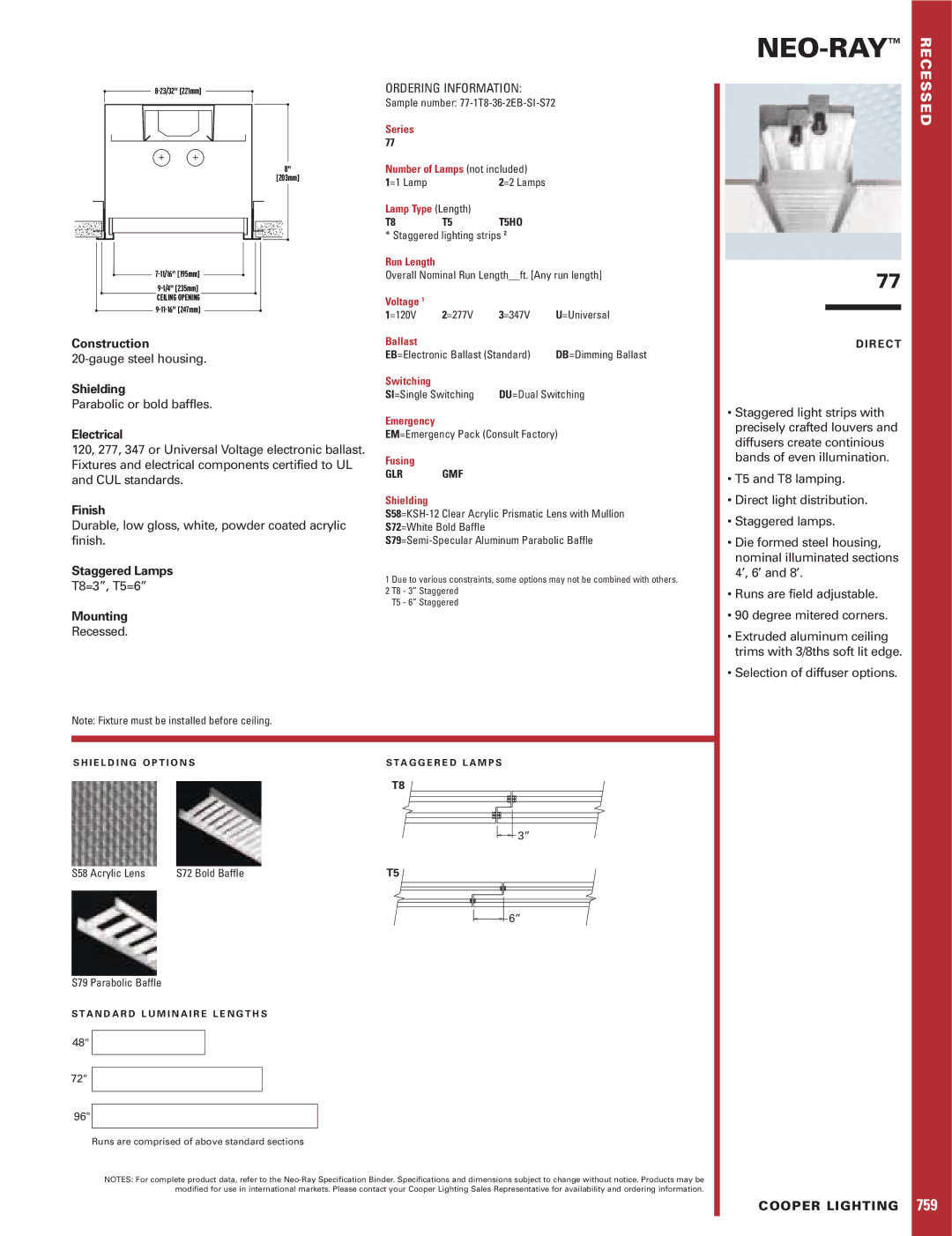 Cooper Lighting 77 specifications Neo-Ray 