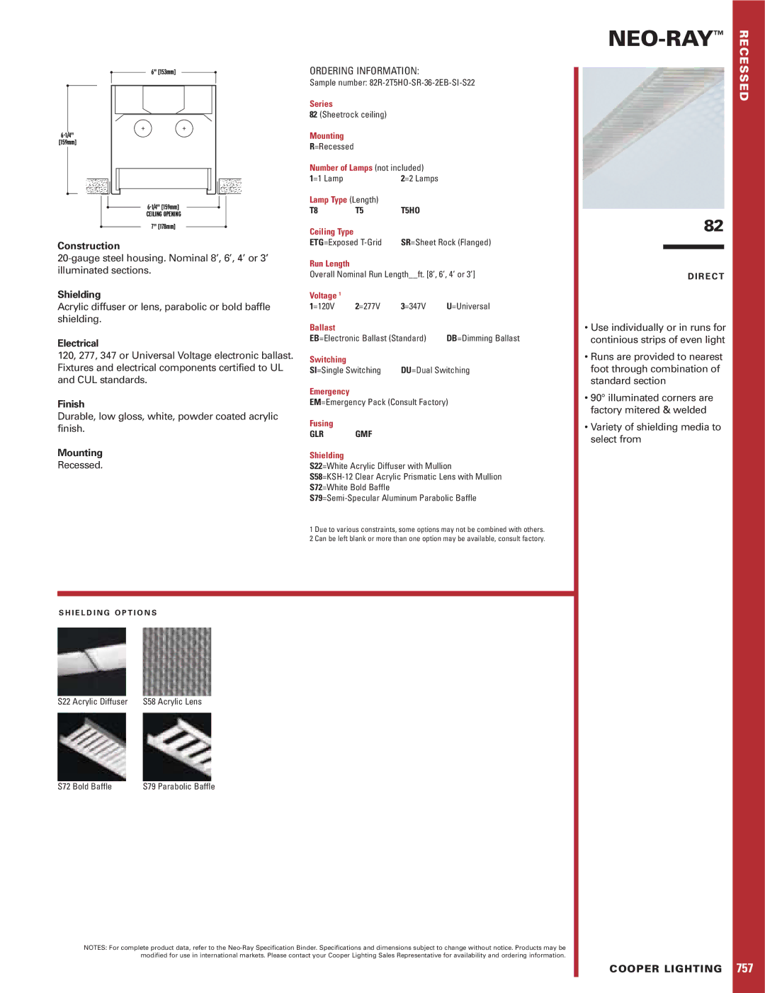 Cooper Lighting 82 specifications Neo-Ray 