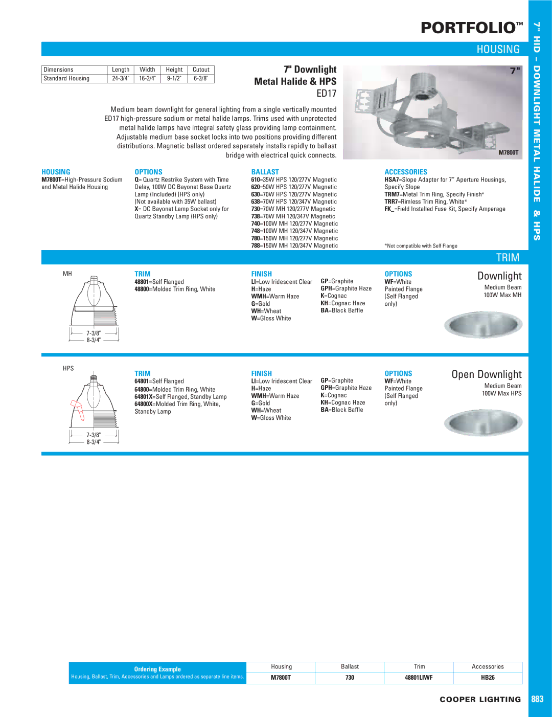 Cooper Lighting 883 dimensions Housing, Trim 